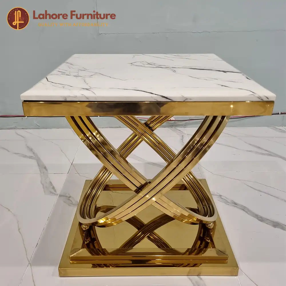 Helix Cross-Base Marble  Center  Table Collection (Set of 3)