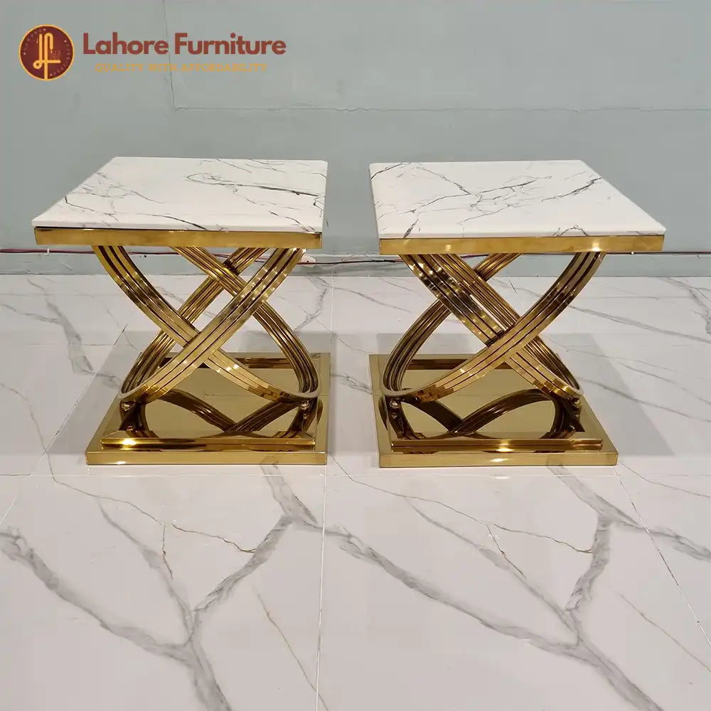 Helix Cross-Base Marble  Center  Table Collection (Set of 3)