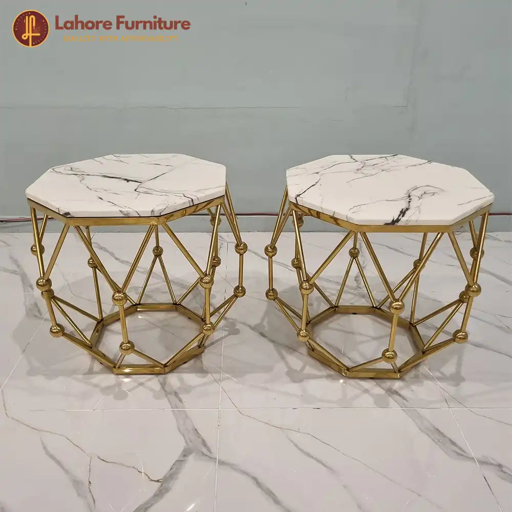 Glam White Marble Center & Side Table Trio