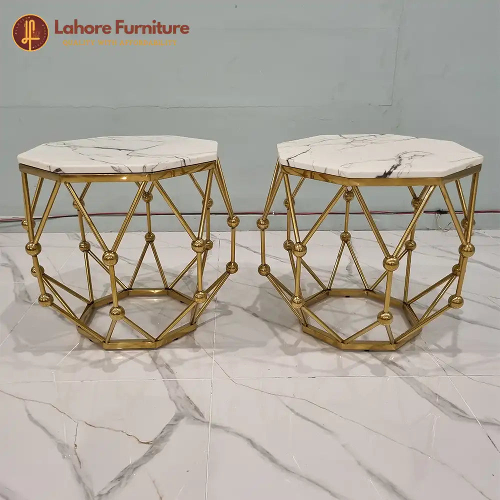 Glam White Marble Center & Side Table Trio