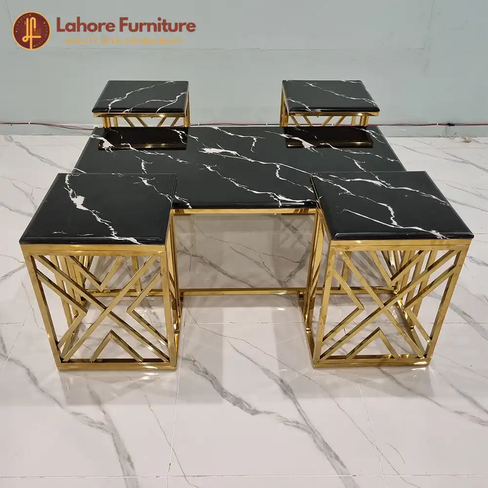Black Marble & Gold Nesting Center Table