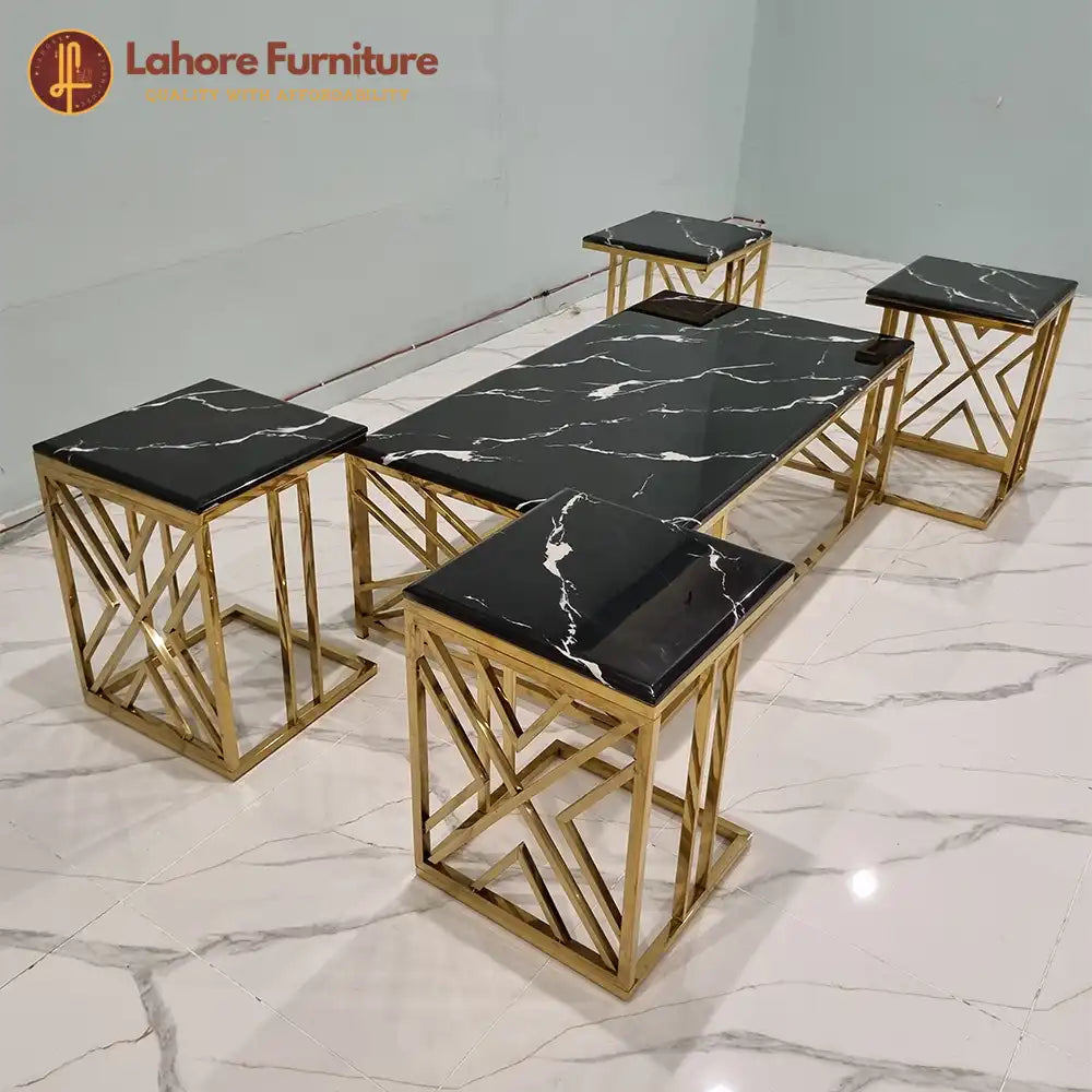 Black Marble & Gold Nesting Center Table