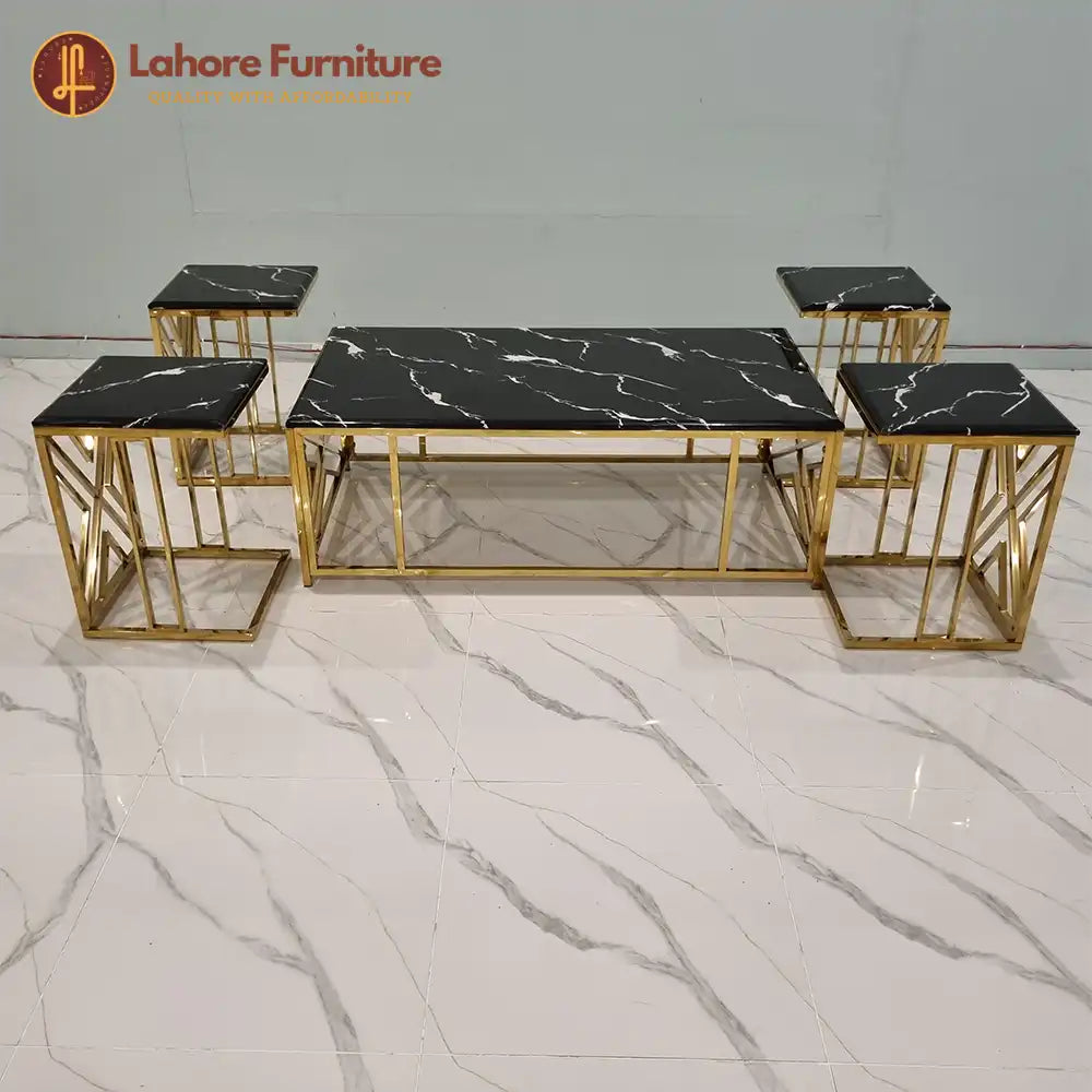 Black Marble & Gold Nesting Center Table