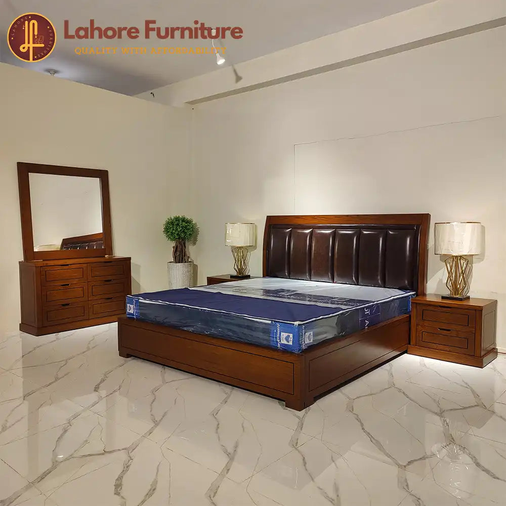 Minimalist Walnut Bedroom Suite with Storage Dresser - AS08