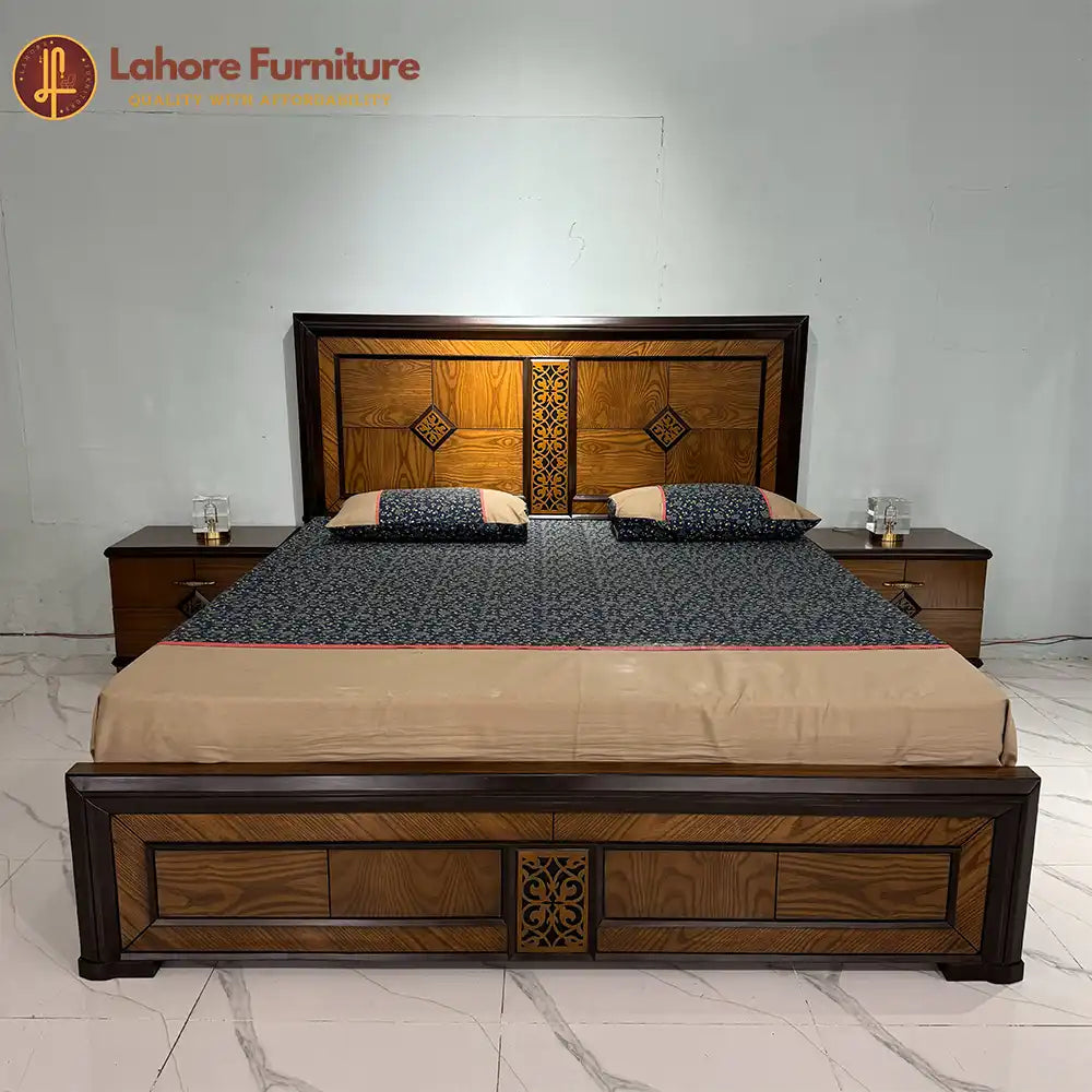 Modern Walnut Wood Bedroom Set with Dressing Table - AS34
