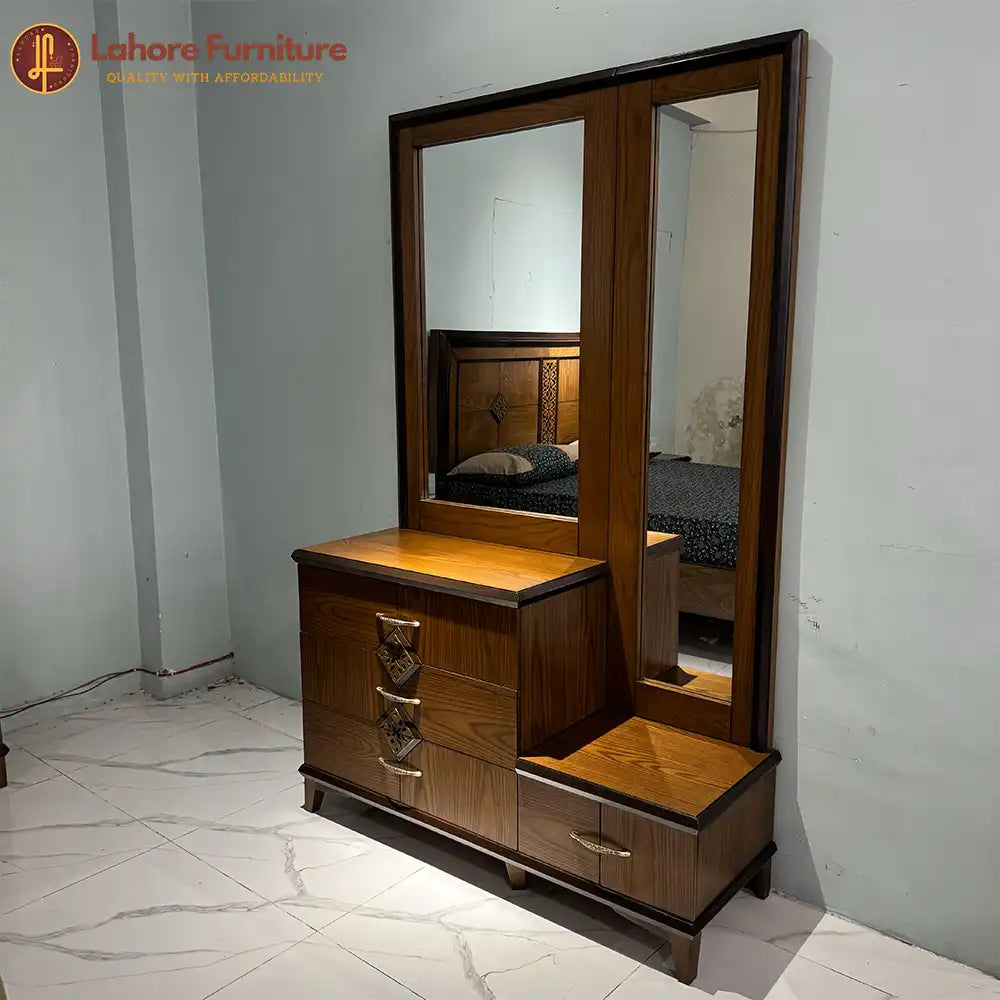 Modern Walnut Wood Bedroom Set with Dressing Table - AS34