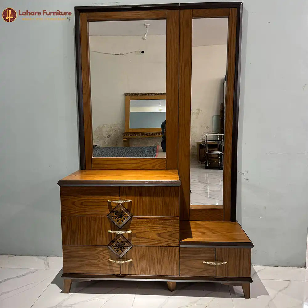 Modern Walnut Wood Bedroom Set with Dressing Table - AS34