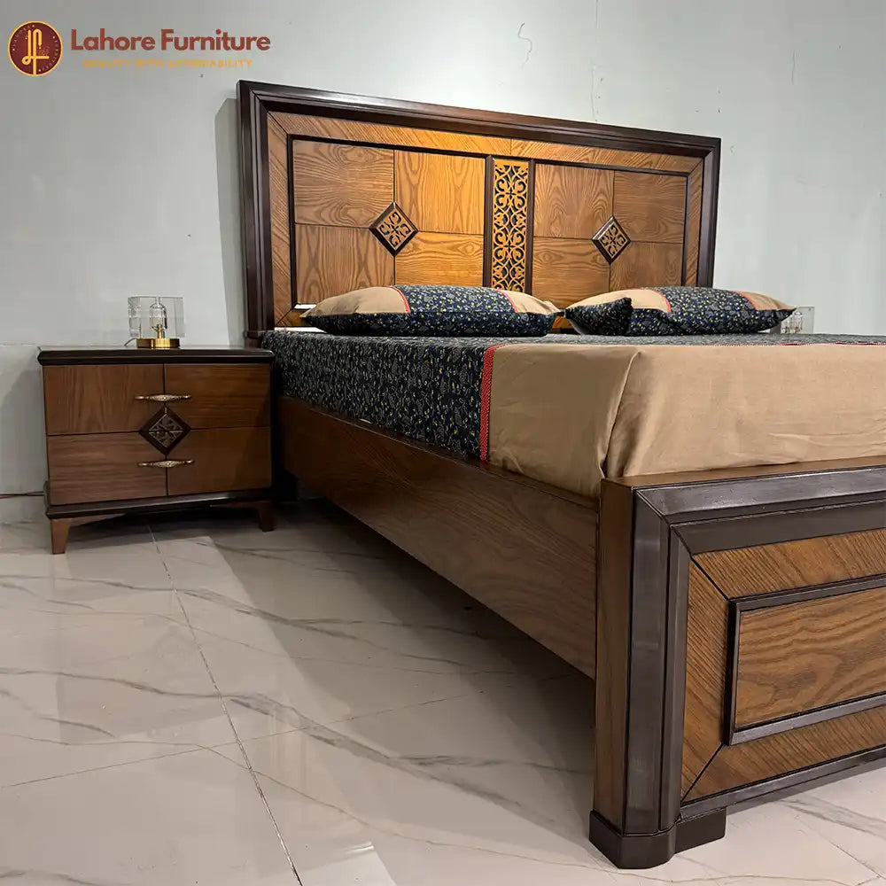 Modern Walnut Wood Bedroom Set with Dressing Table - AS34