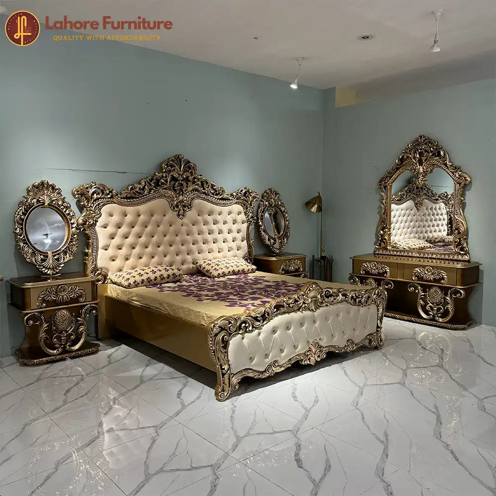 Royal Gold Carved Bedroom Set- HCR24