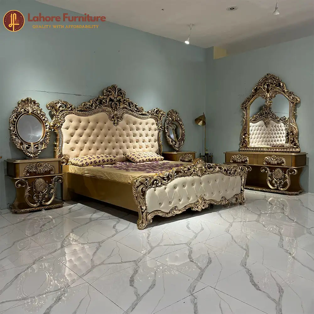 Royal Gold Carved Bedroom Set- HCR24