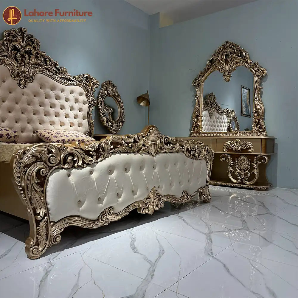 Royal Gold Carved Bedroom Set- HCR24