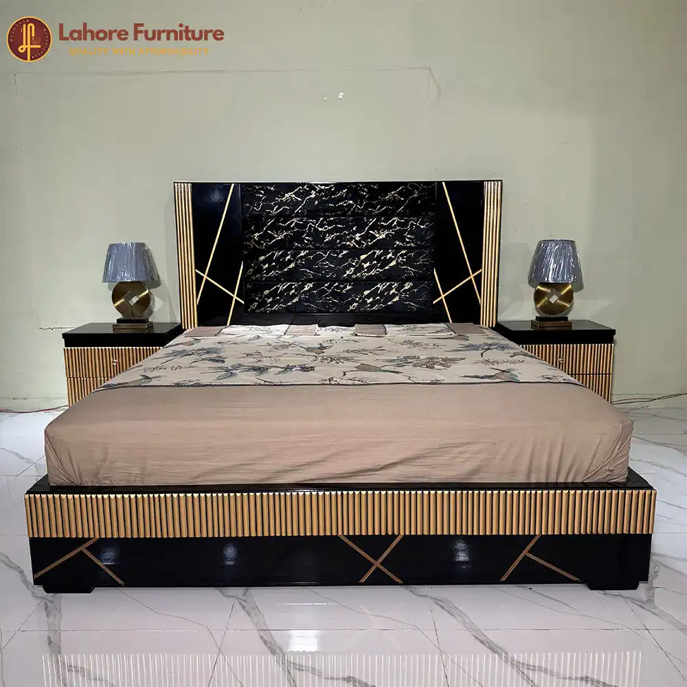 Modern Black Gold Luxury Bedroom Set with Dressing Table - 5F03