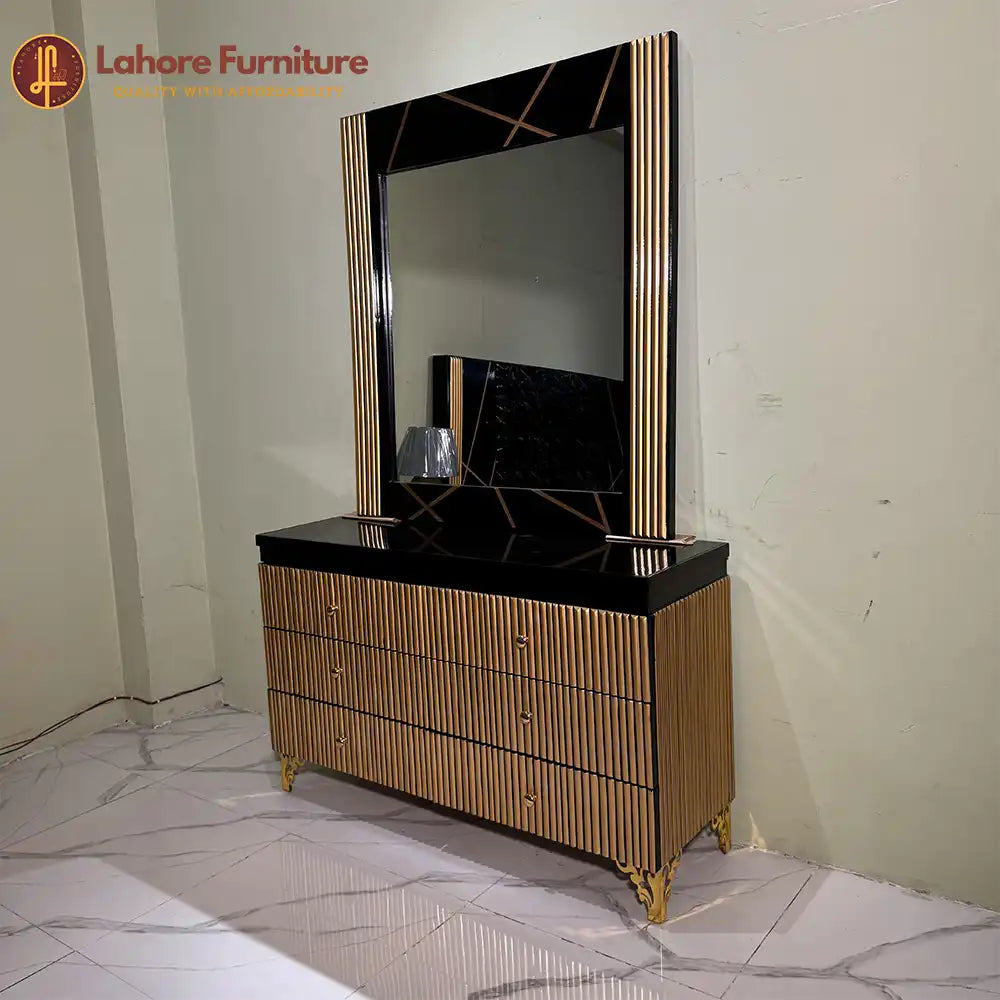 Modern Black Gold Luxury Bedroom Set with Dressing Table - 5F03