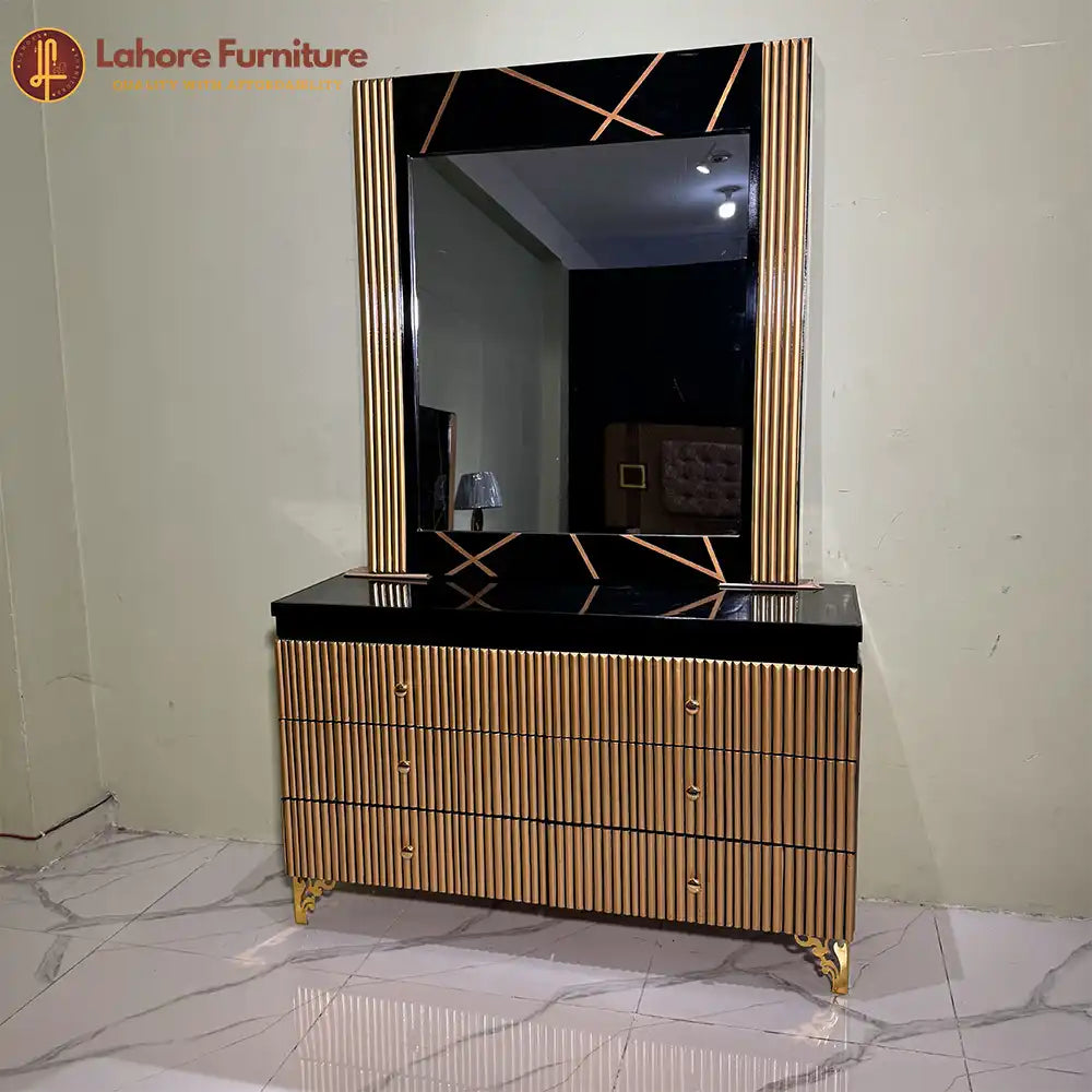 Modern Black Gold Luxury Bedroom Set with Dressing Table - 5F03