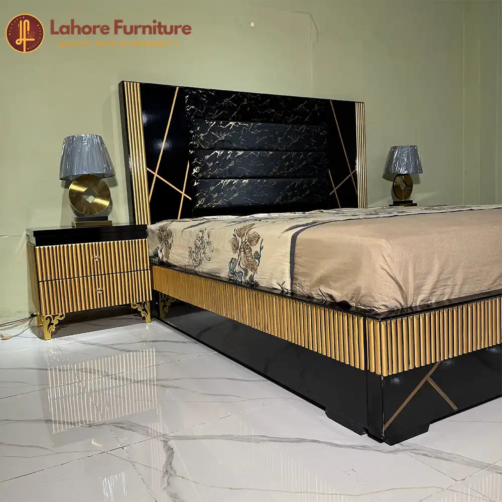 Modern Black Gold Luxury Bedroom Set with Dressing Table - 5F03