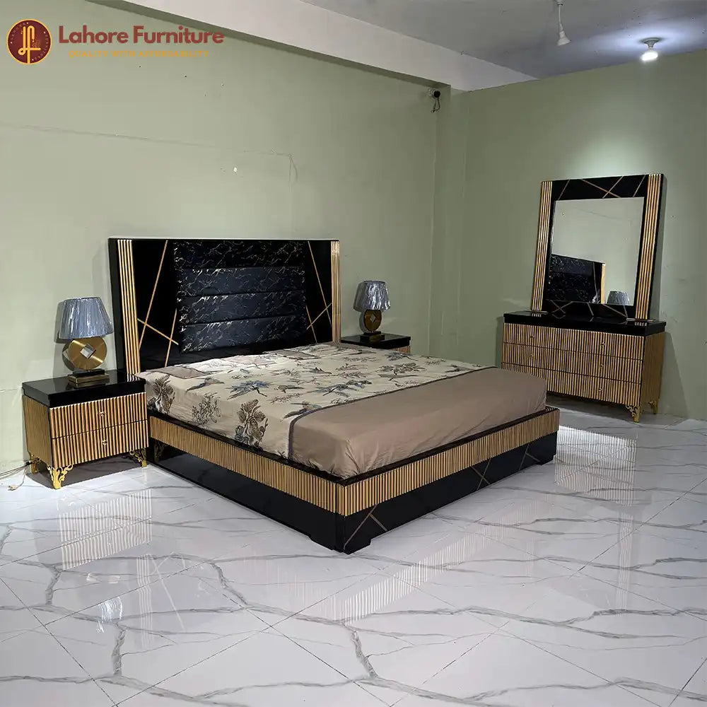 Modern Black Gold Luxury Bedroom Set with Dressing Table - 5F03