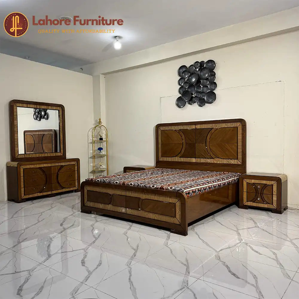 Elegant modern bed  set with warm tones - Ak37