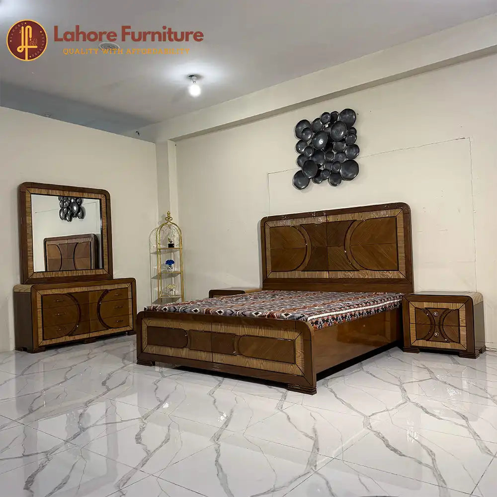 Elegant modern bed  set with warm tones - Ak37