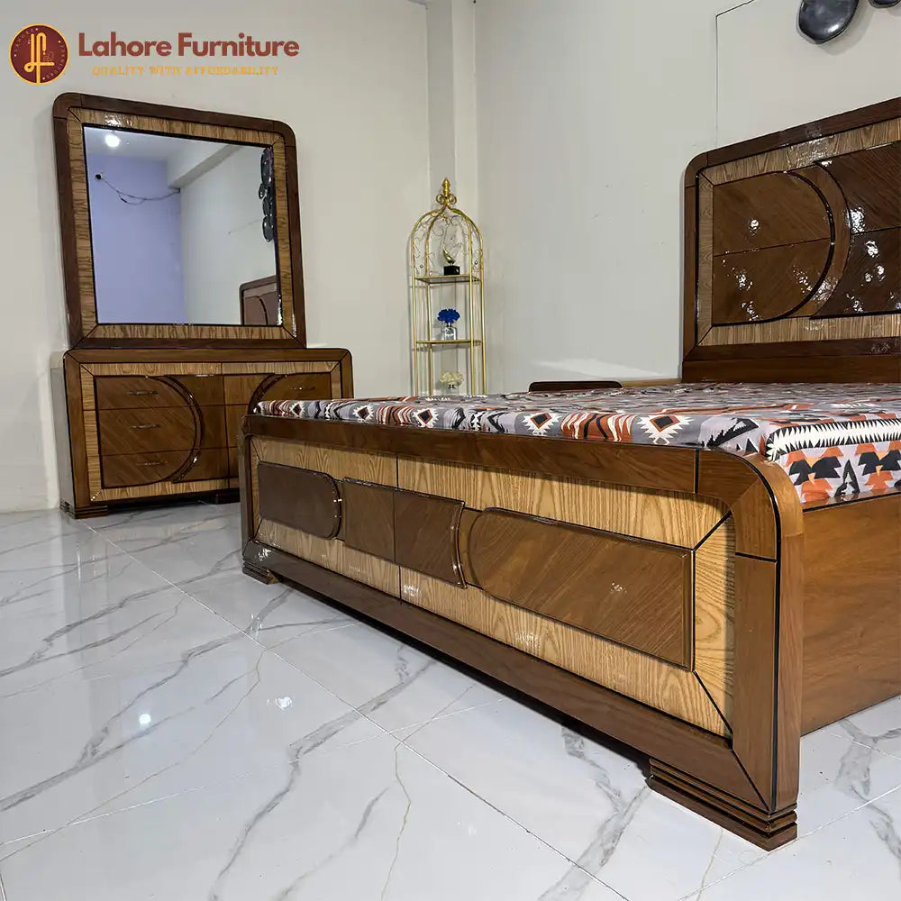 Elegant modern bed  set with warm tones - Ak37