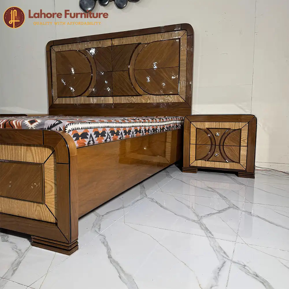 Elegant modern bed  set with warm tones - Ak37