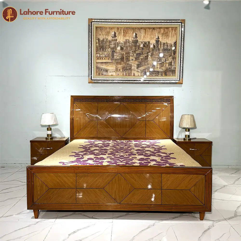 Solid Wood Style Bed Set with Storage Dresser - AK39