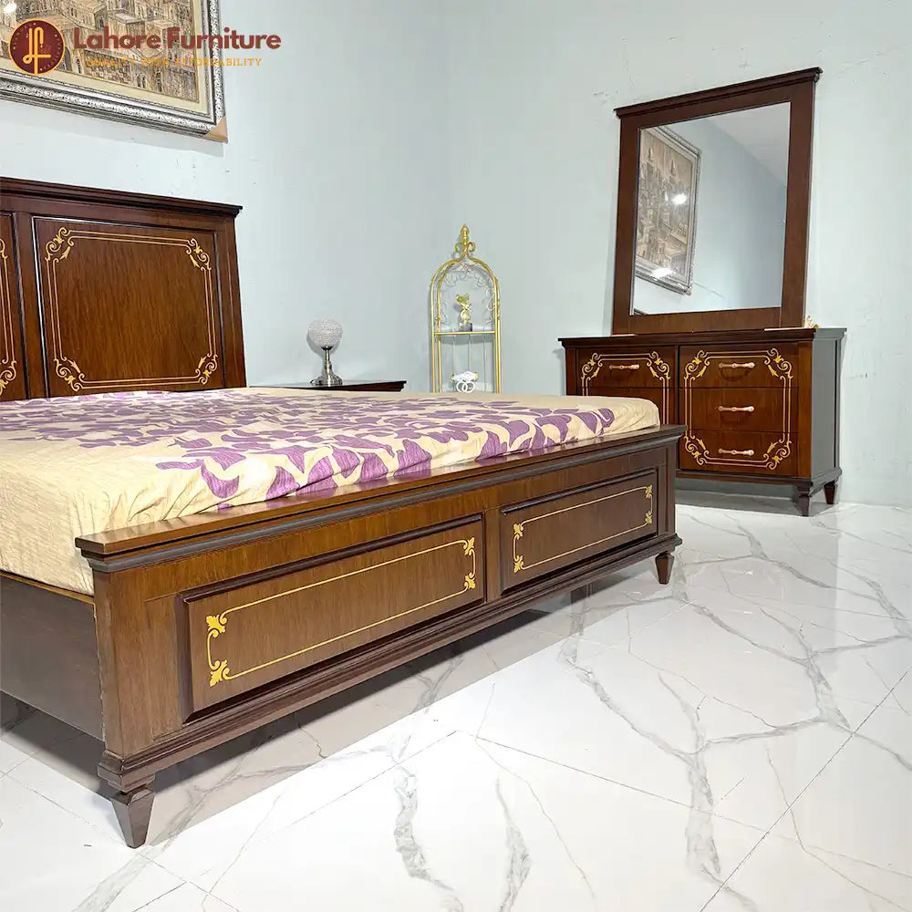 Elegant with classic wood accents Bed Set -  AS41
