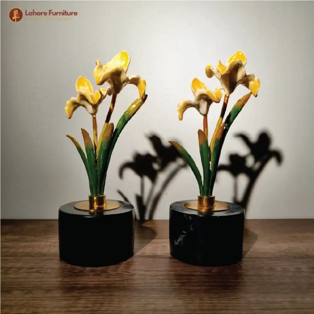 Large Green Marble Base Flower