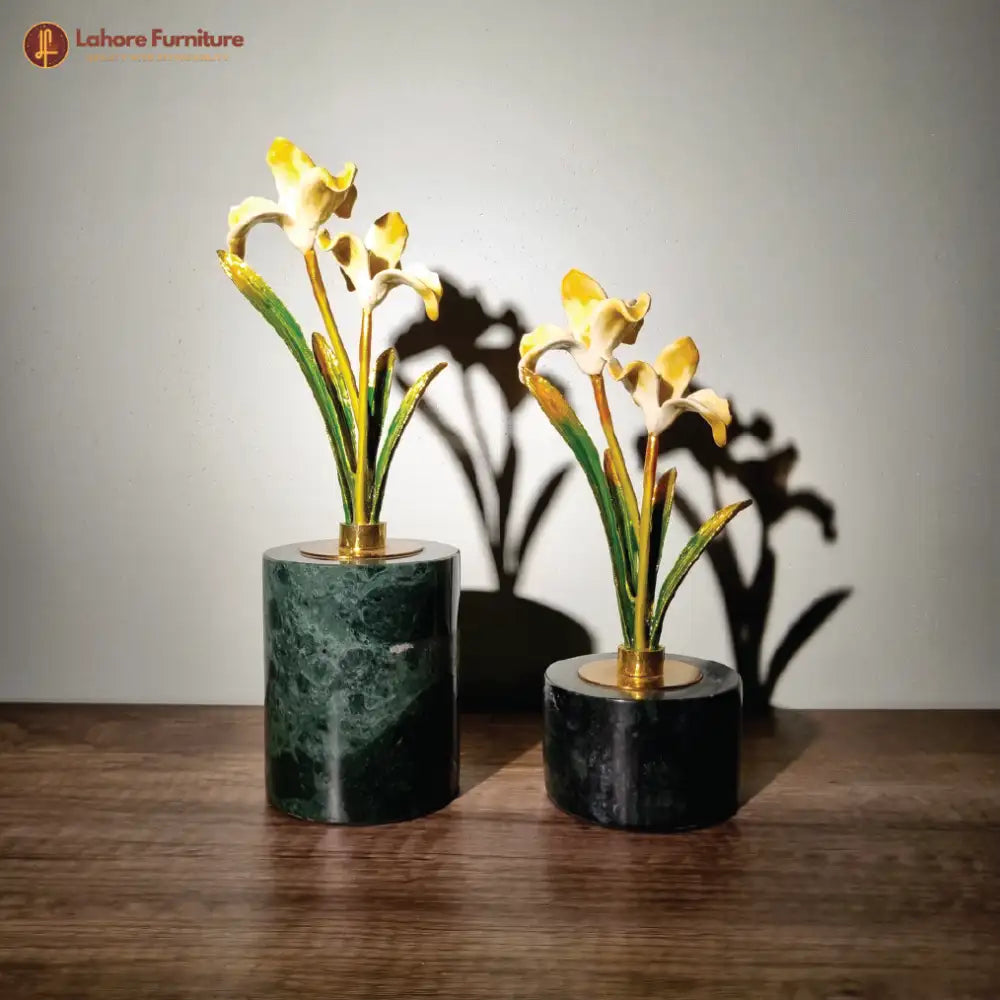 Large Green Marble Base Flower
