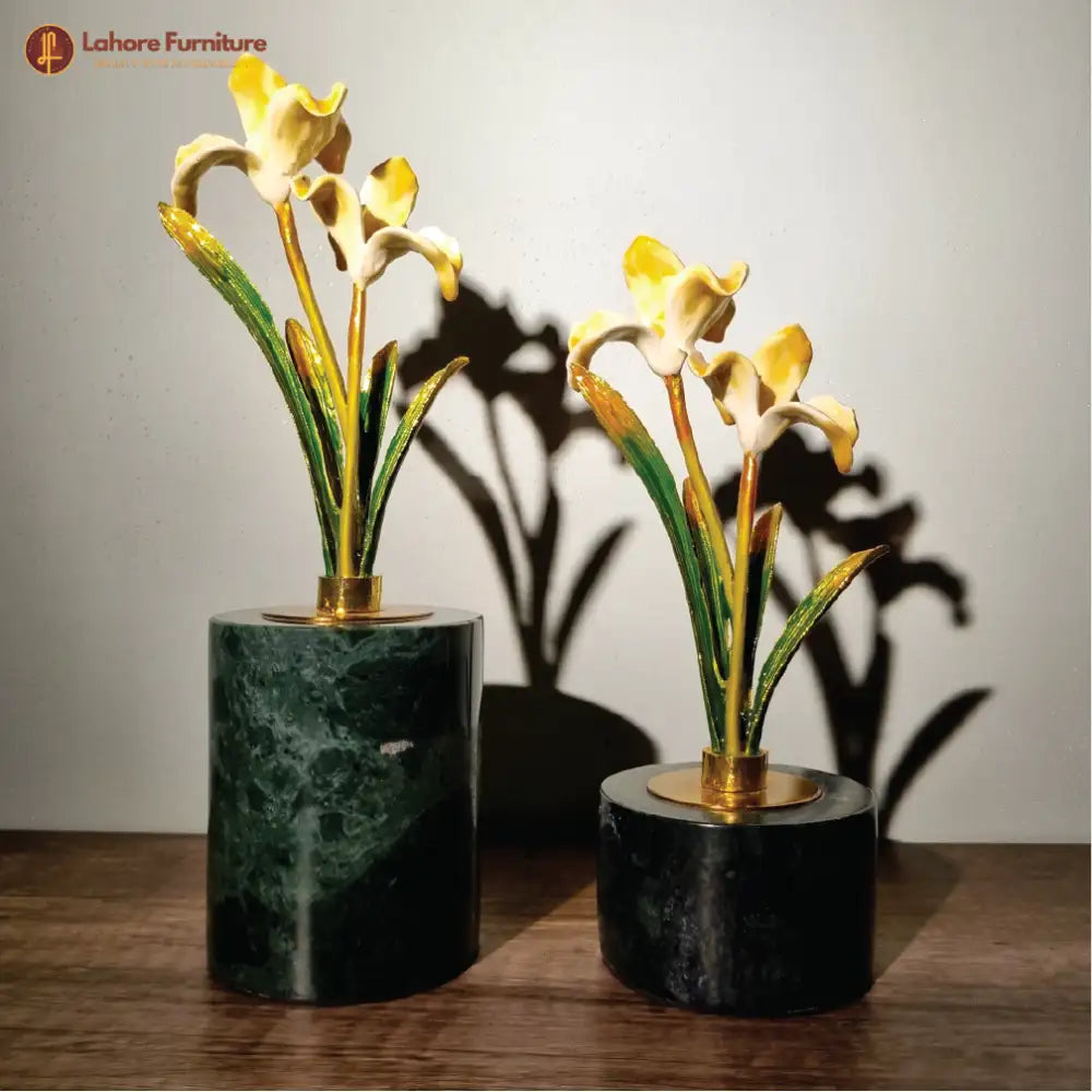 Large Green Marble Base Flower