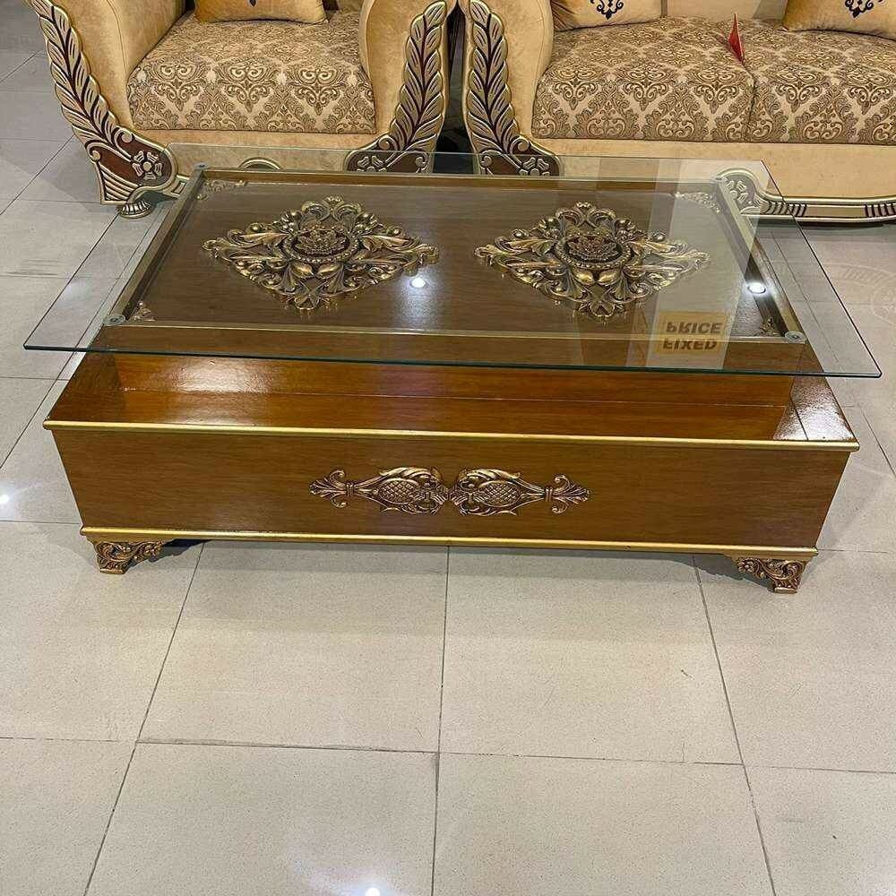 Top Glass Wooden Center Table -  CT55