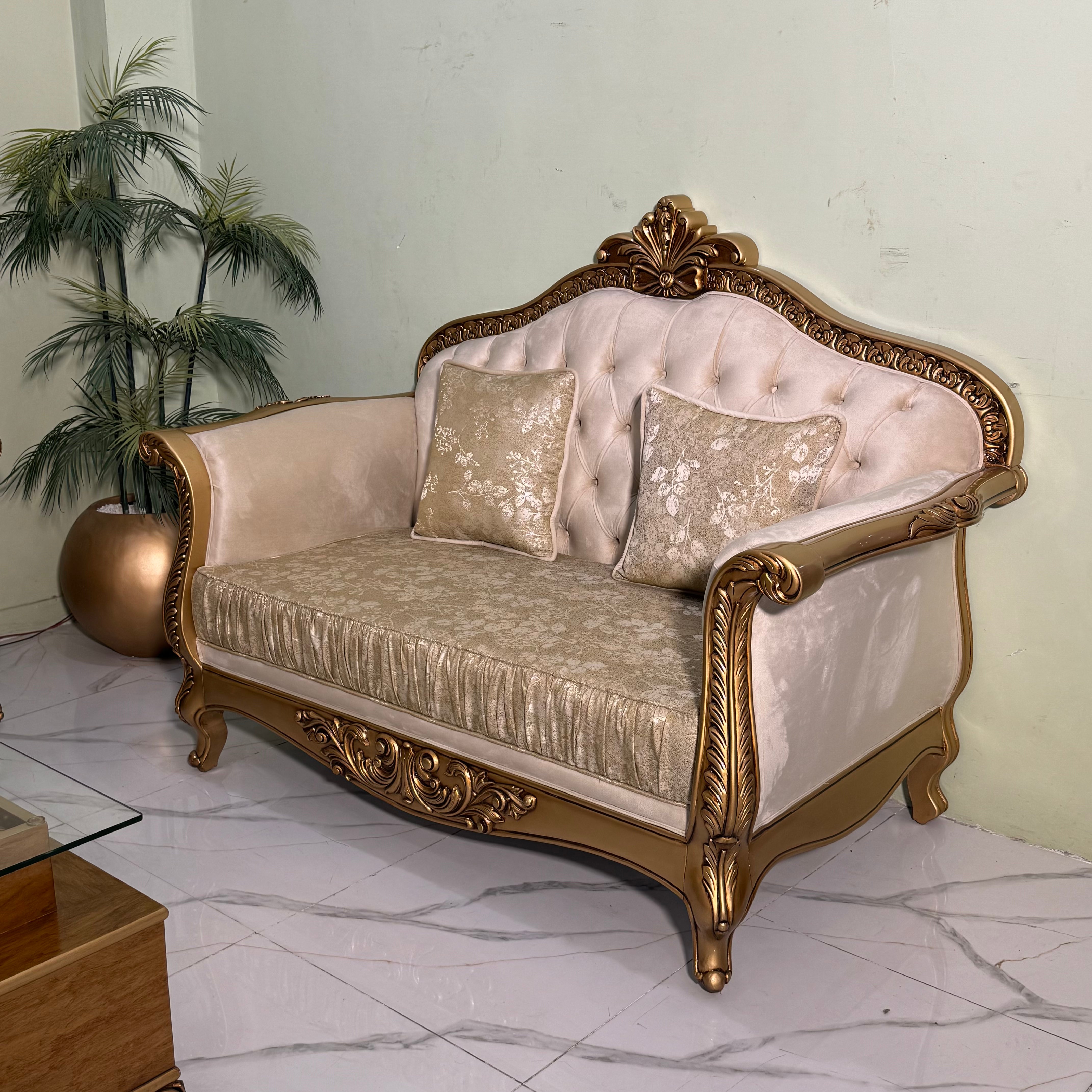 Classical Baroque-Style Ornate Gold Frame Living Room Sofa Set #S69