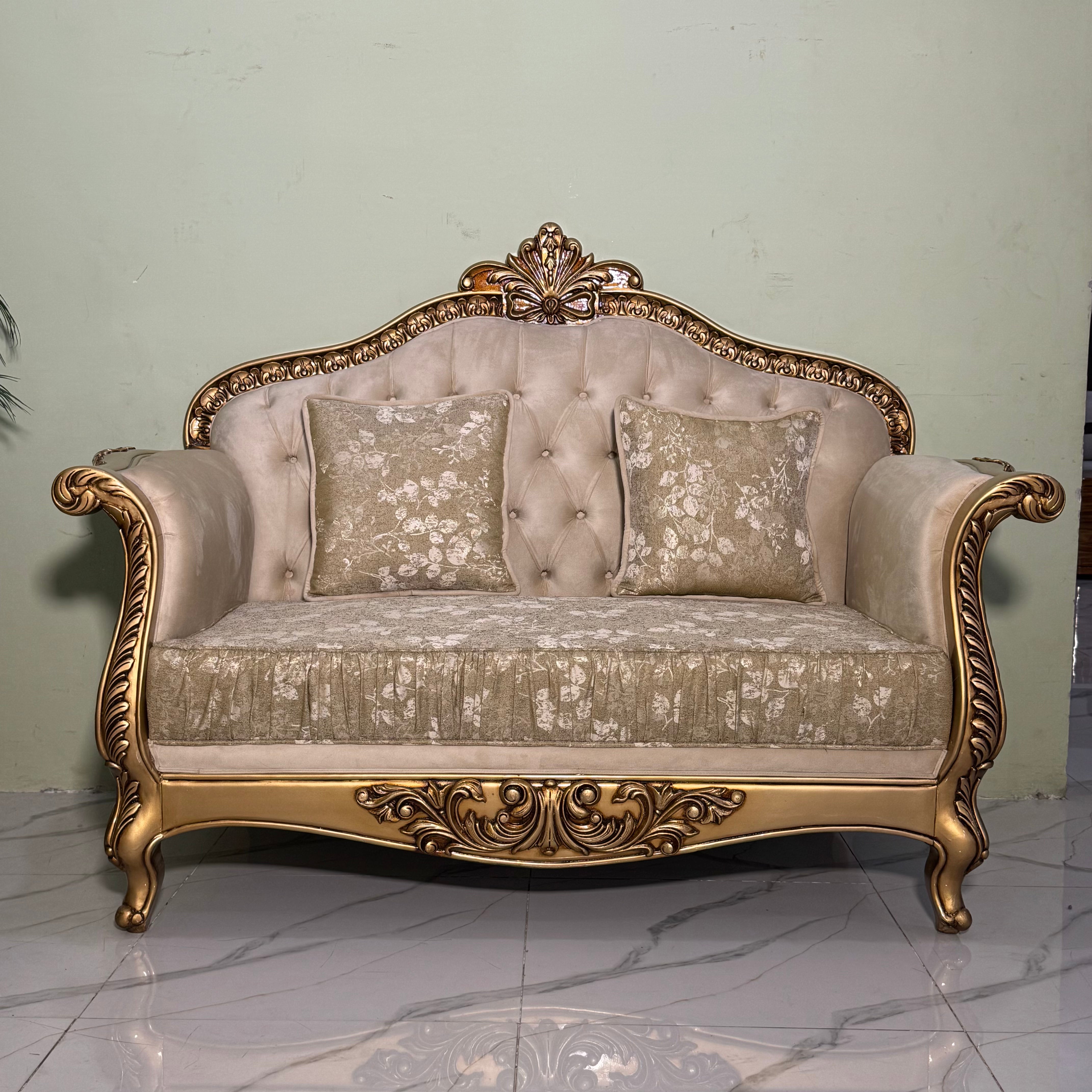 Classical Baroque-Style Ornate Gold Frame Living Room Sofa Set #S69