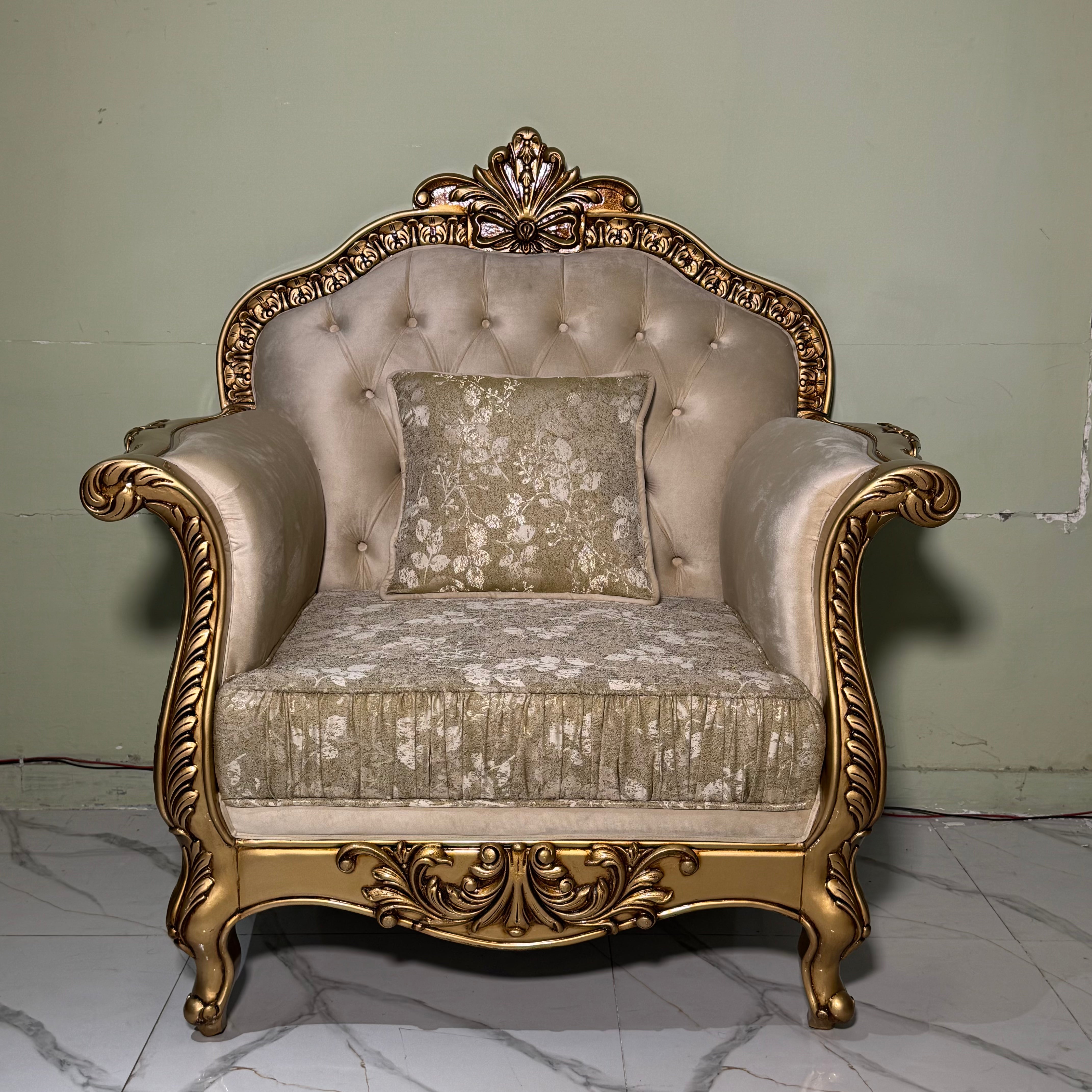 Classical Baroque-Style Ornate Gold Frame Living Room Sofa Set #S69