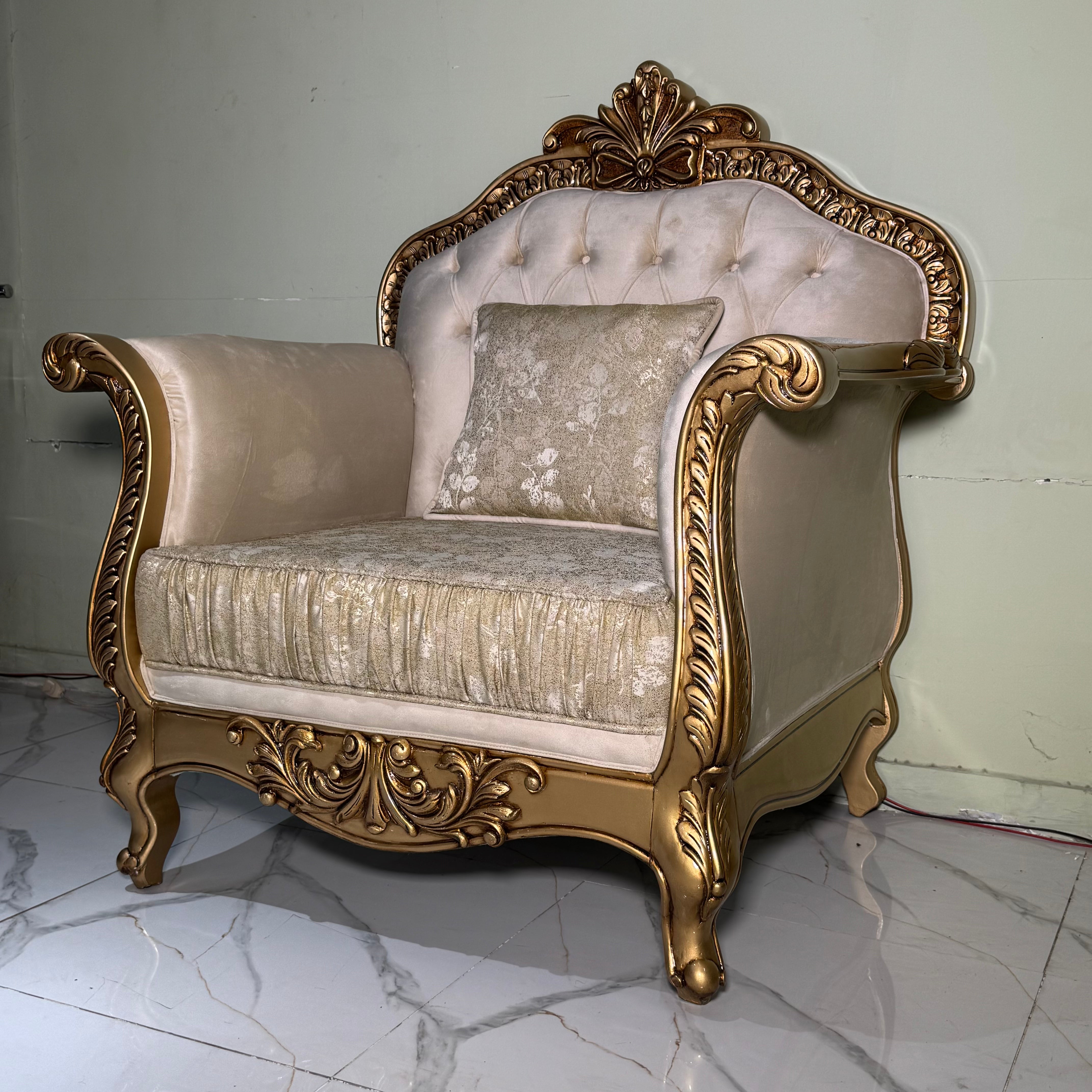 Classical Baroque-Style Ornate Gold Frame Living Room Sofa Set #S69