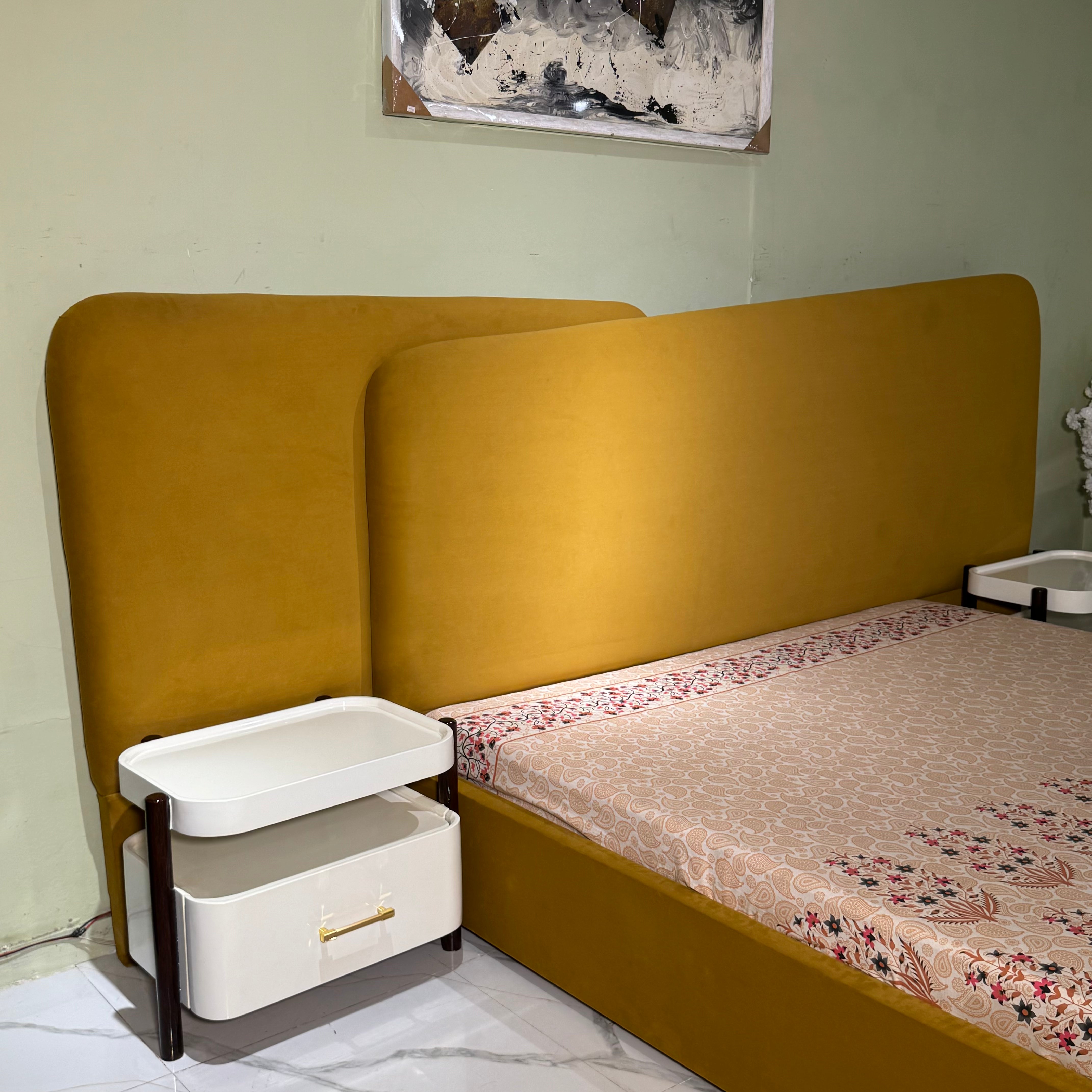 Mustard Modern Bed Set with Dressing Table- Ps11