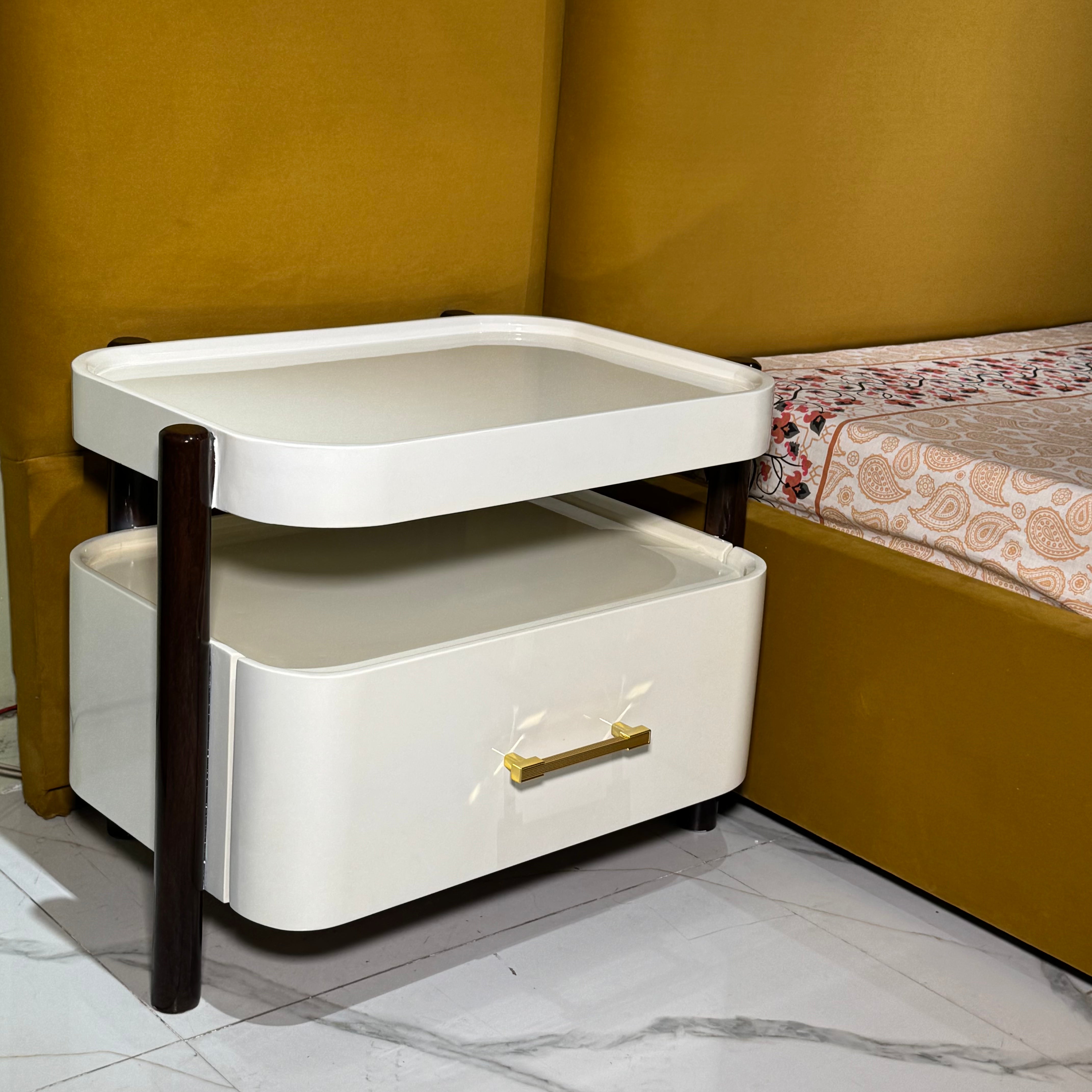 Mustard Modern Bed Set with Dressing Table- Ps11