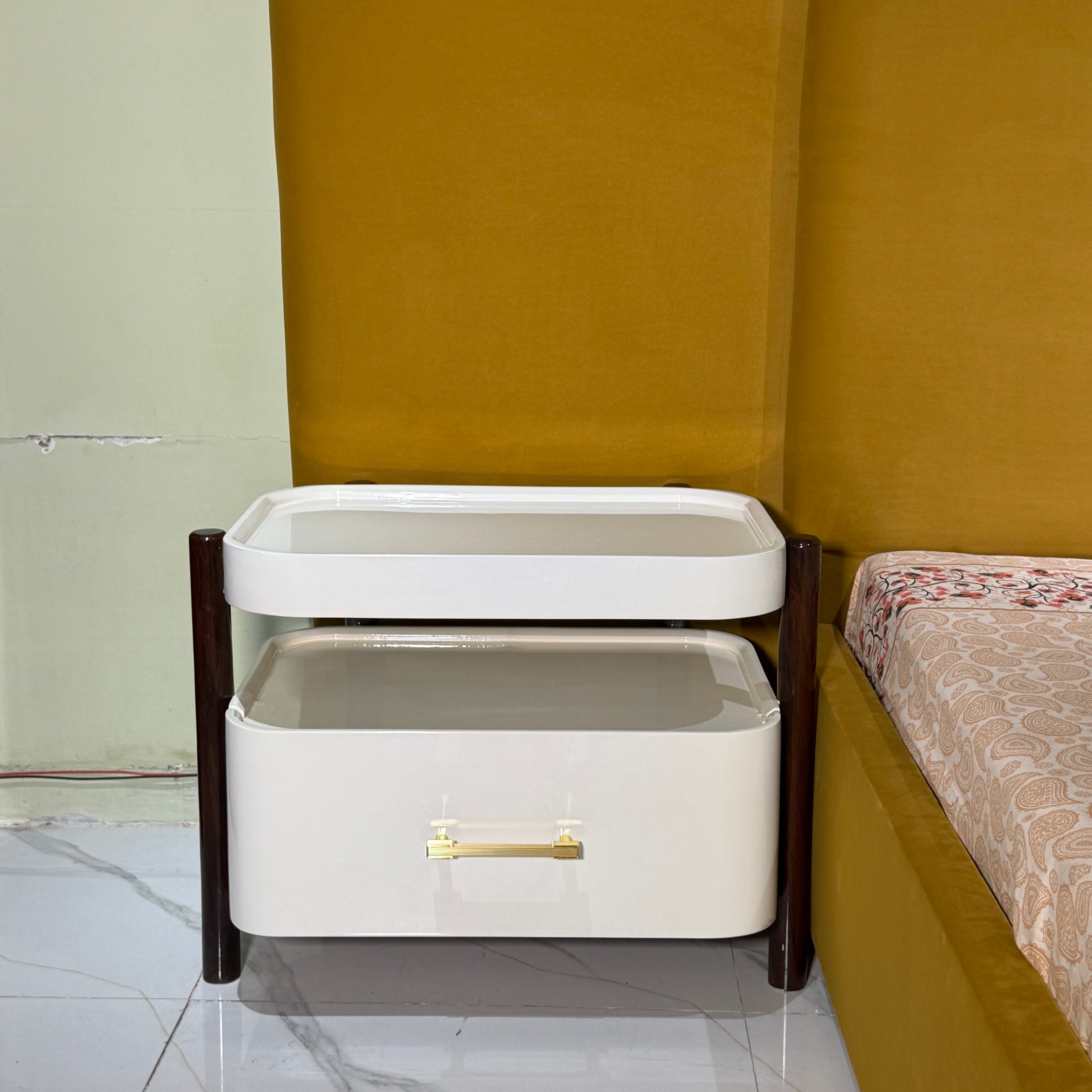 Mustard Modern Bed Set with Dressing Table- Ps11