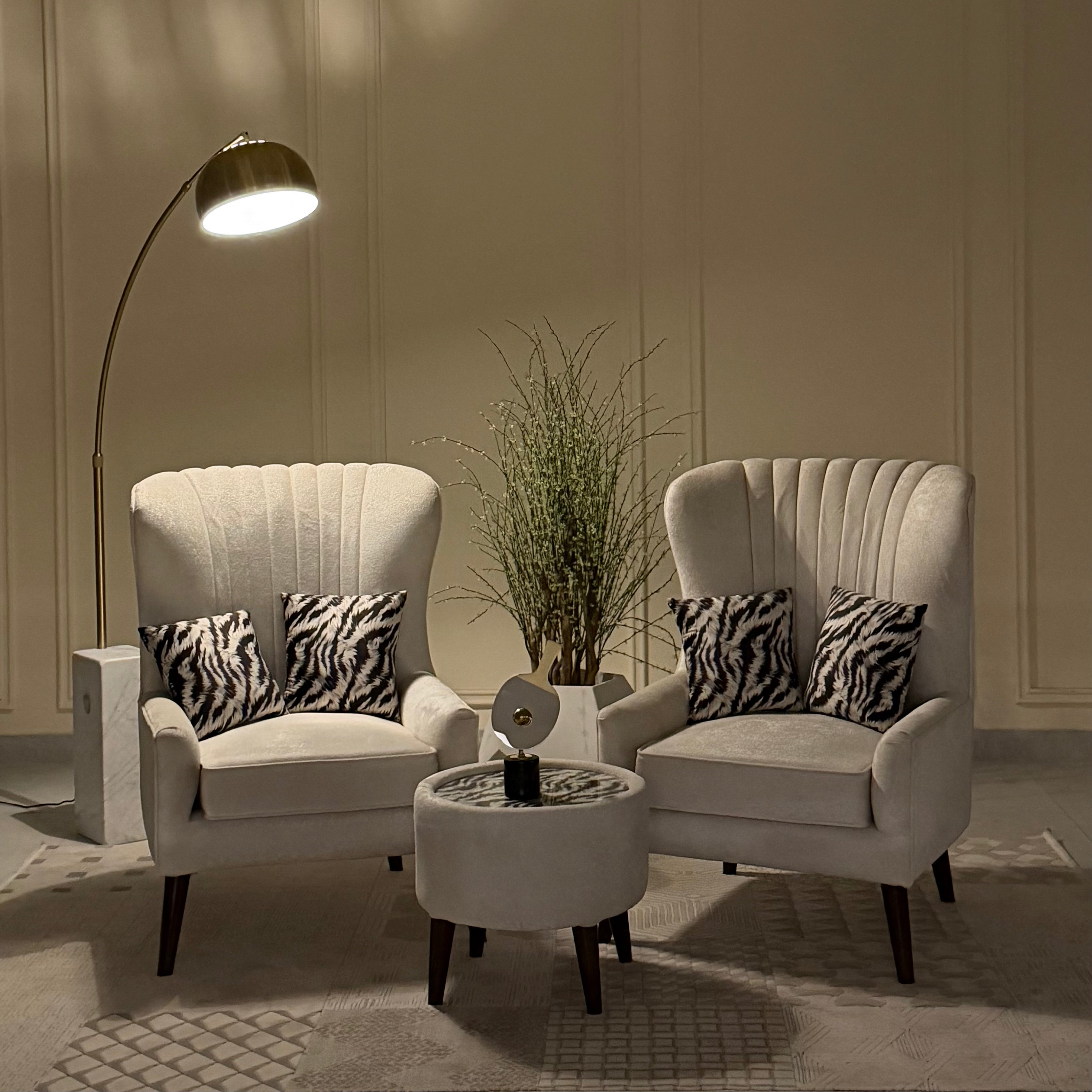 Crestwing Modern Velvet Wingback Accent Chair