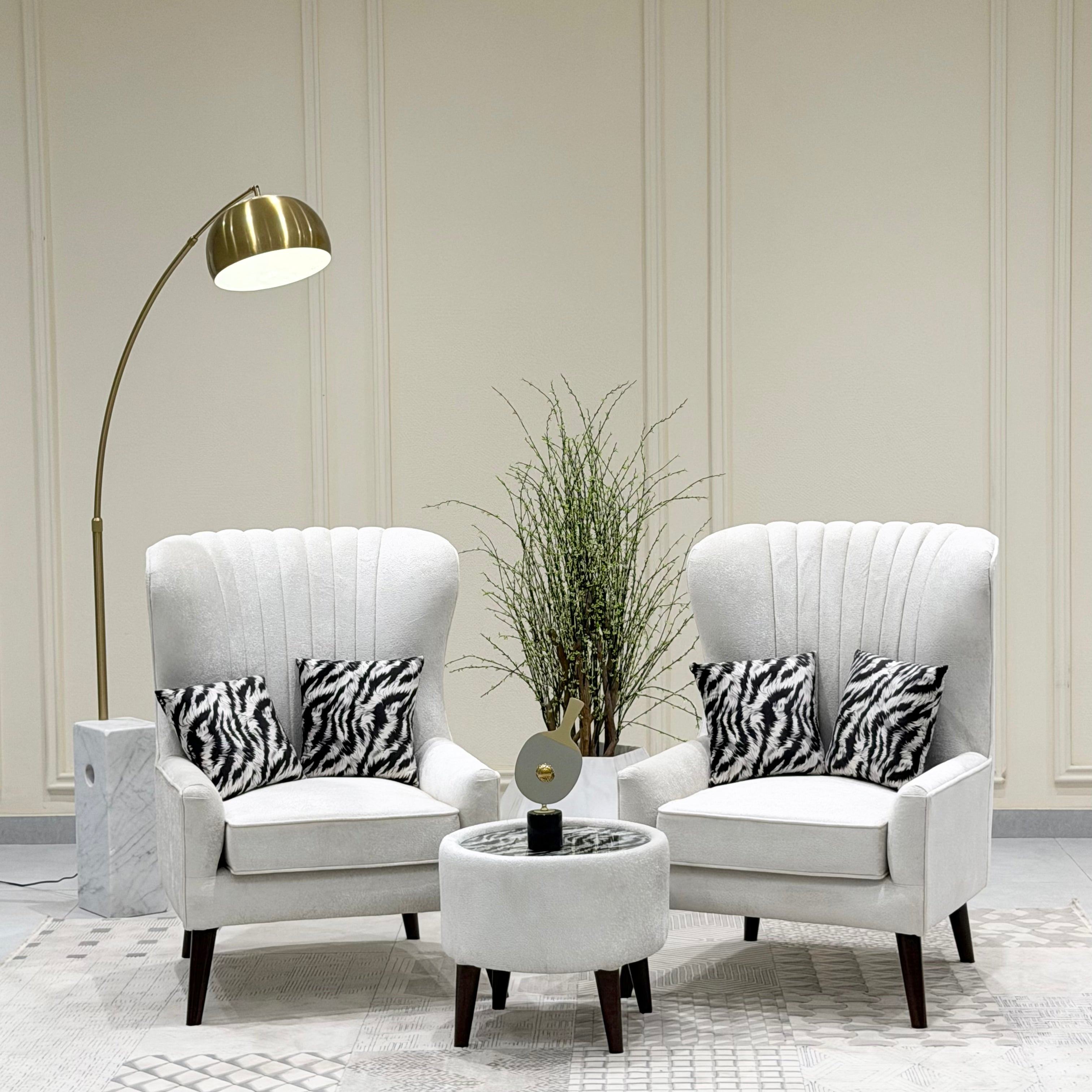 Crestwing Modern Velvet Wingback Accent Chair