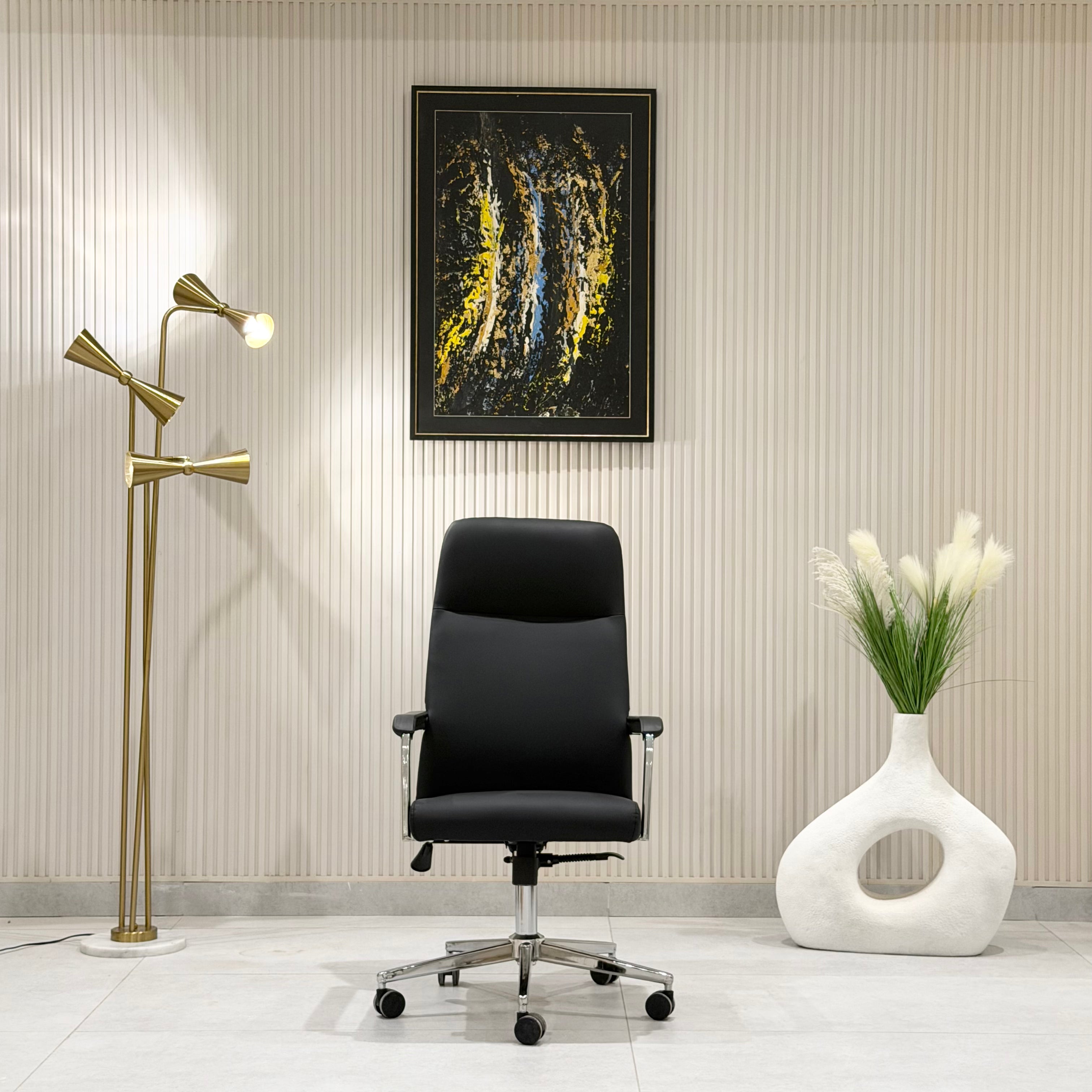 Executive High-Back Black Leatherette Office Chair
