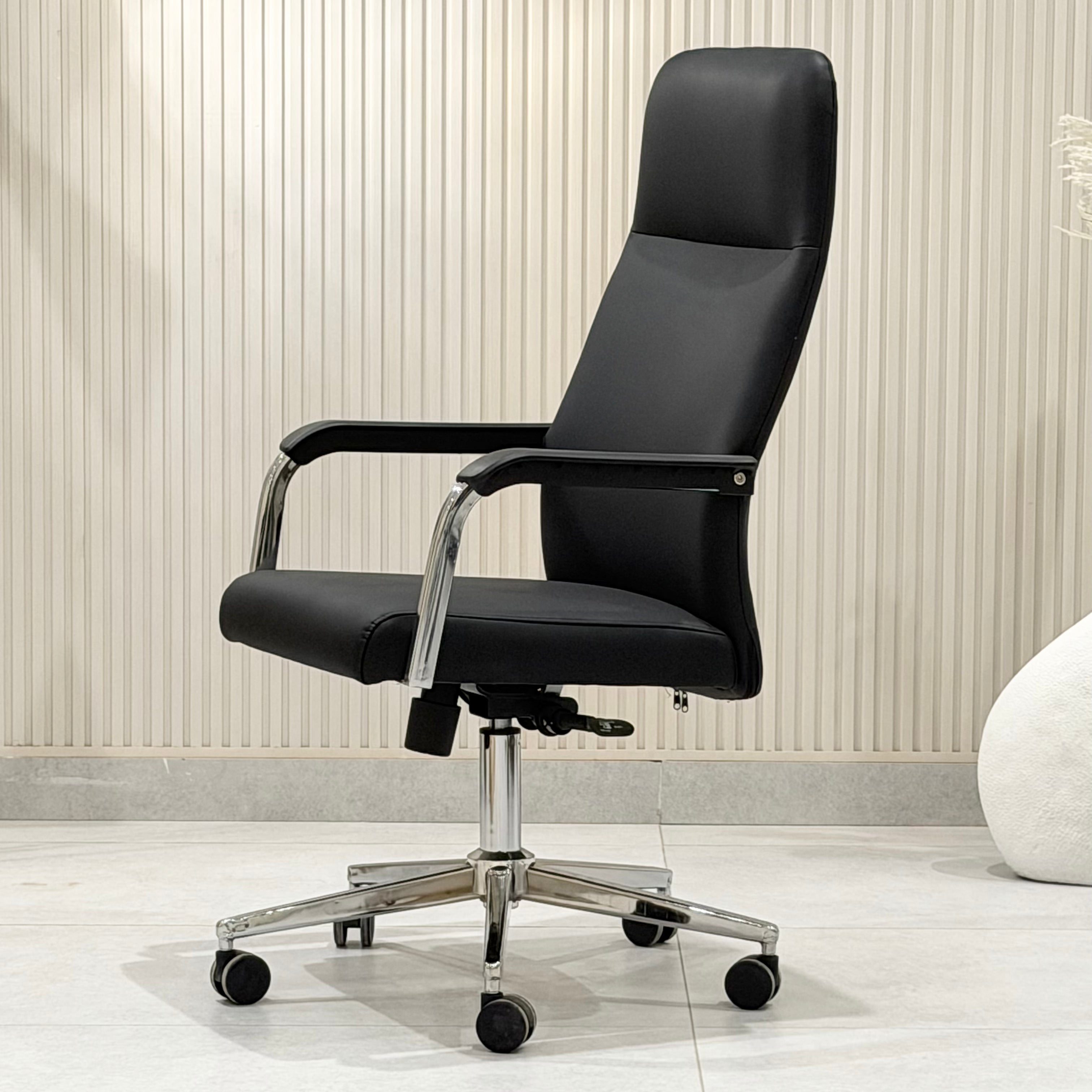 Executive High-Back Black Leatherette Office Chair