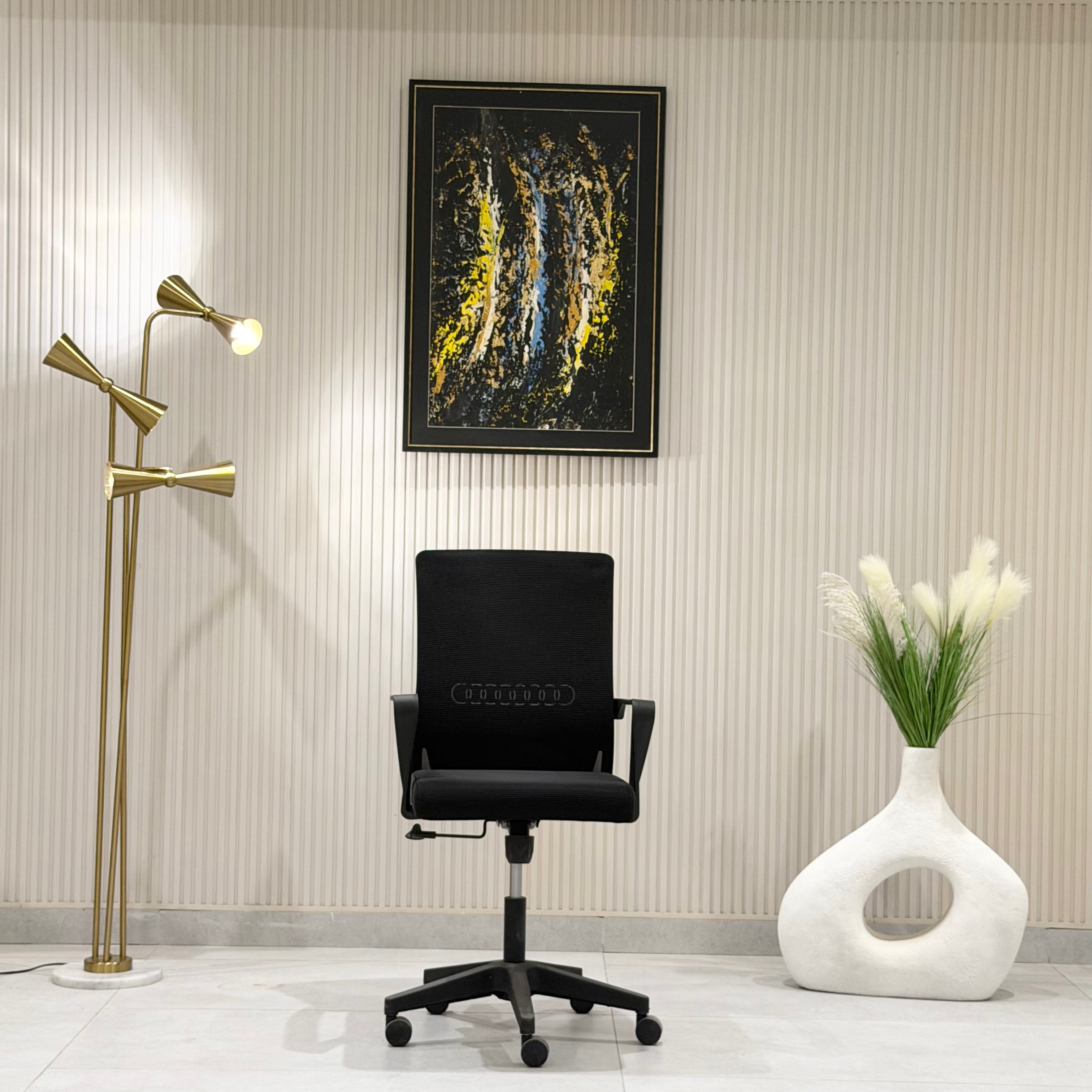 Mid-Back Ergonomic Black Fabric Office Chair