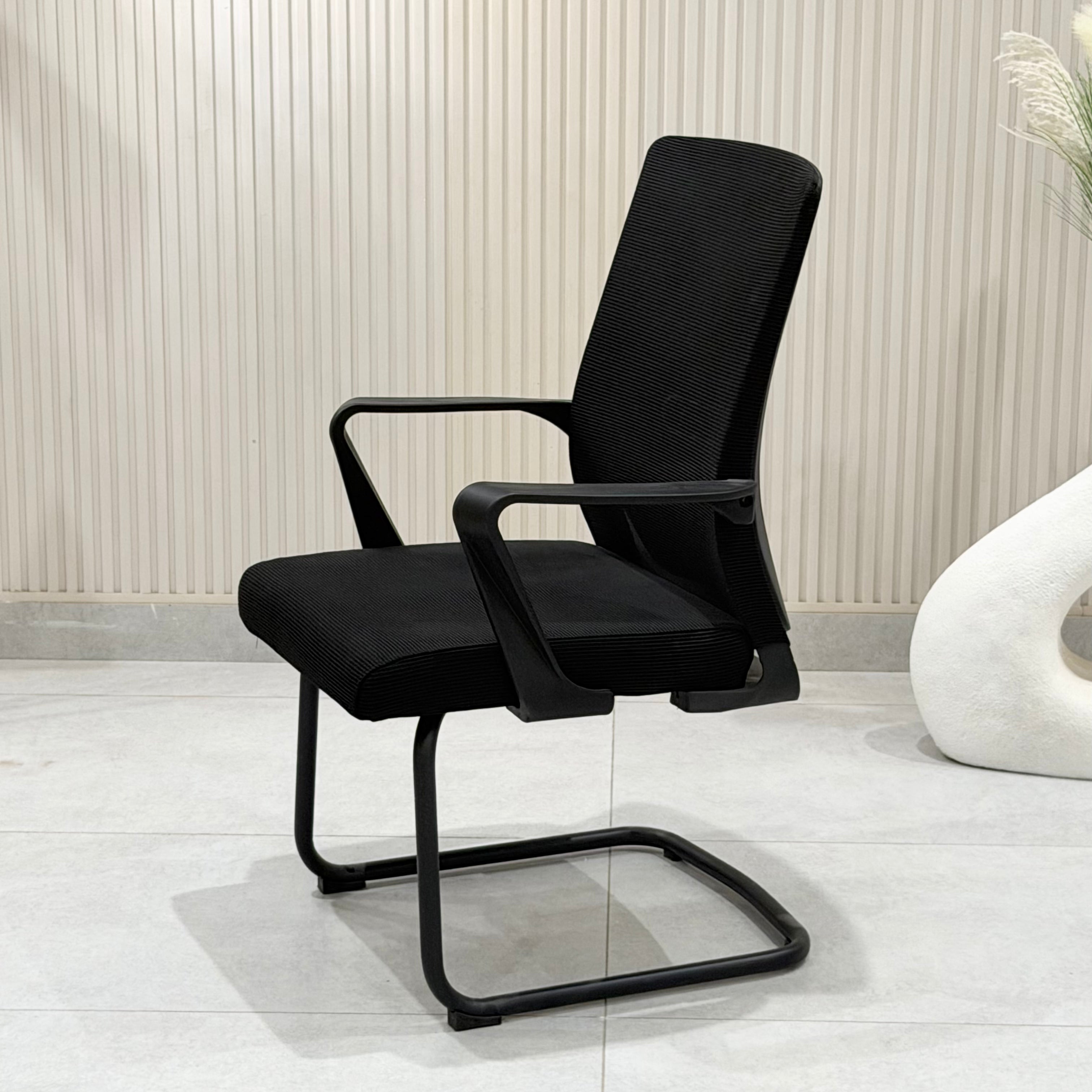 Mid-Back Modern Black Fabric Cantilever Office Chair