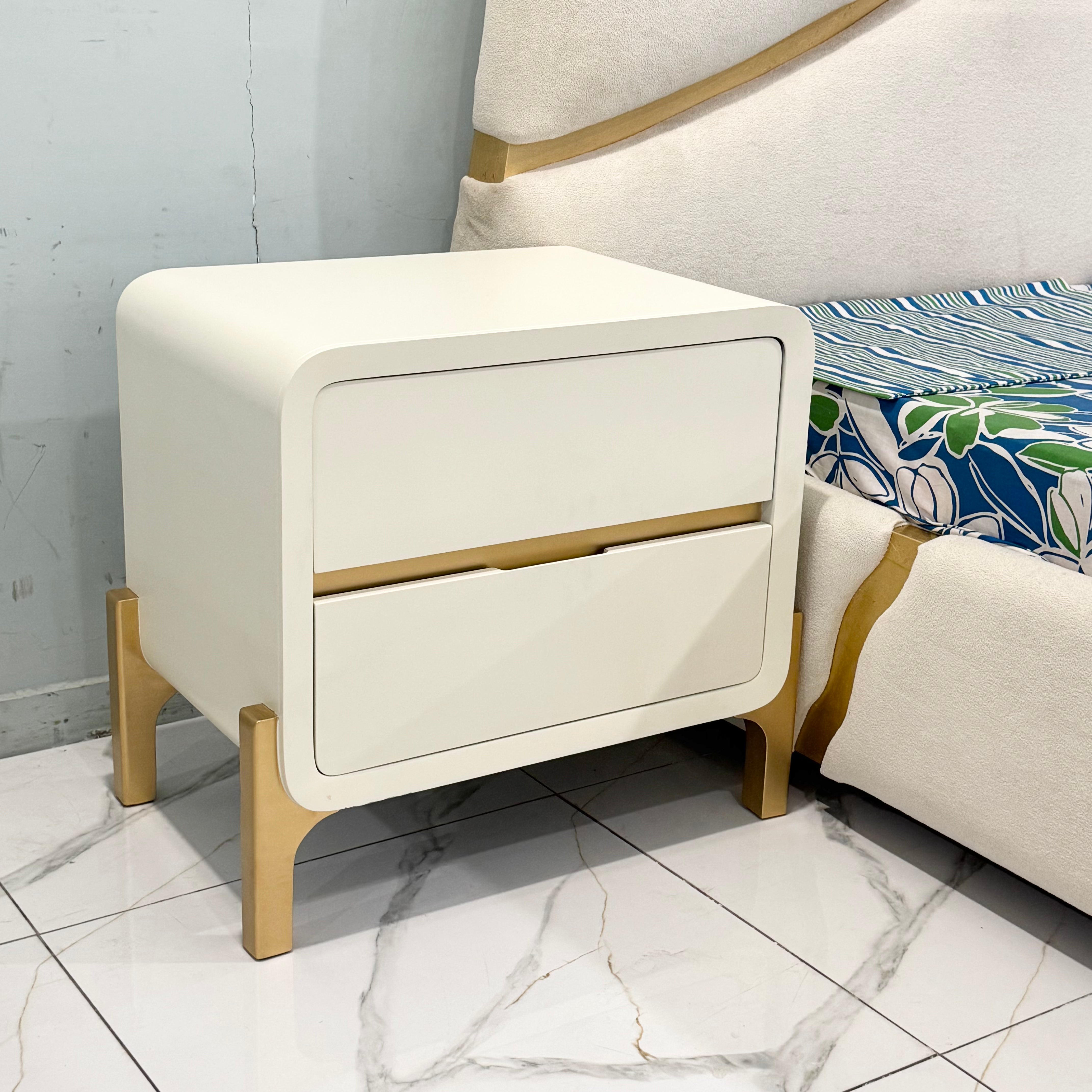 Luxurious minimalist bed set  with gold accents -Md05