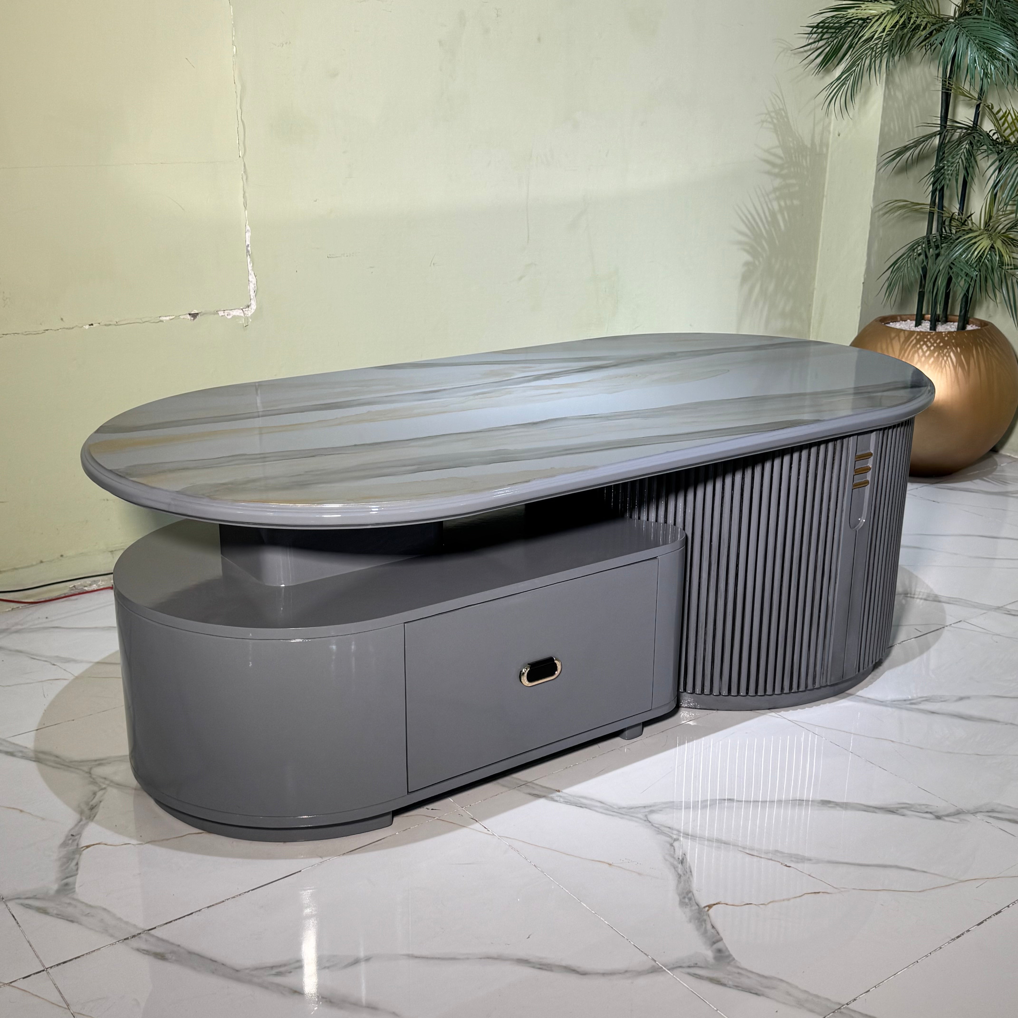Slate Oval Table-Centre table Ct89