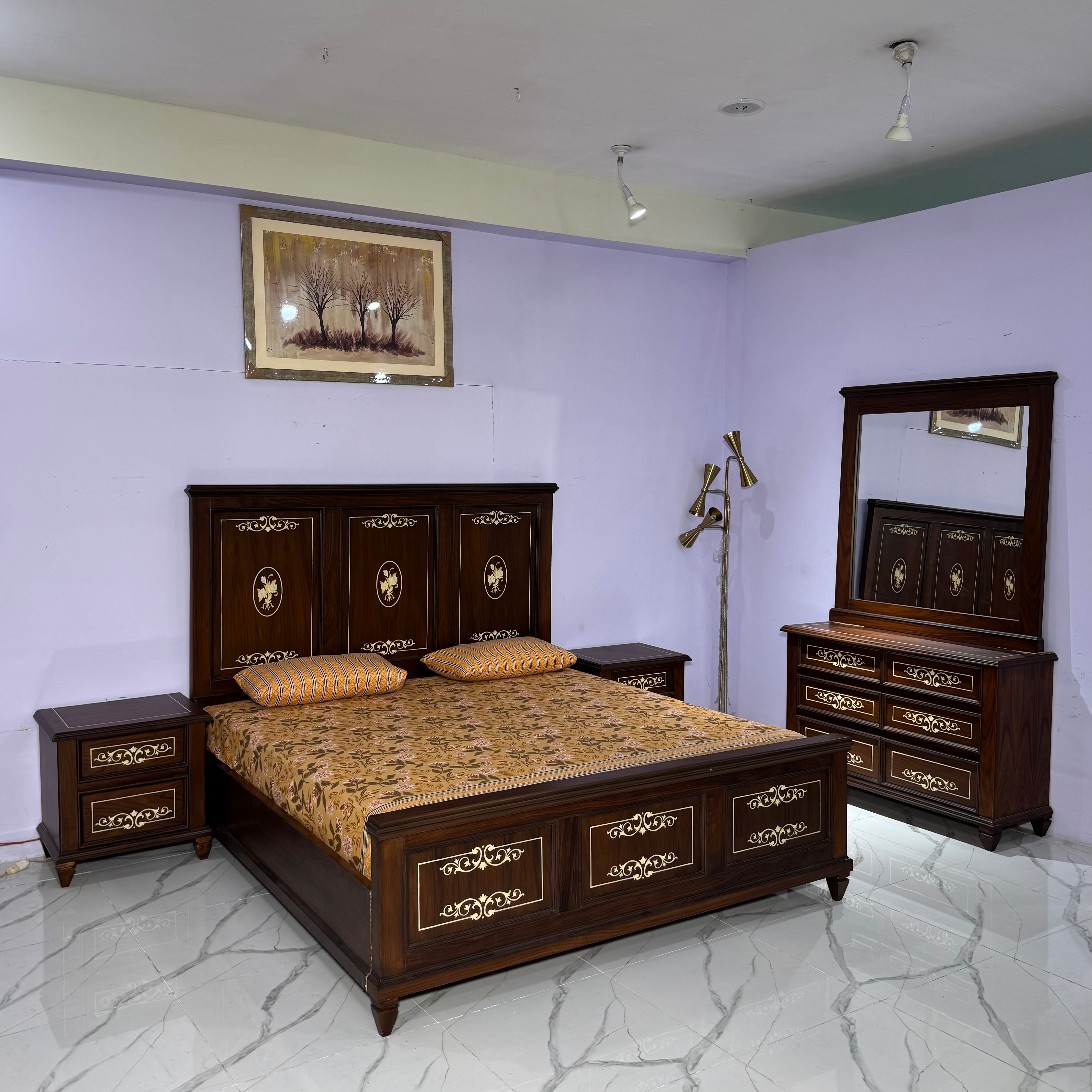 Classic Walnut Wooden Bedroom Set with Dresser -As44