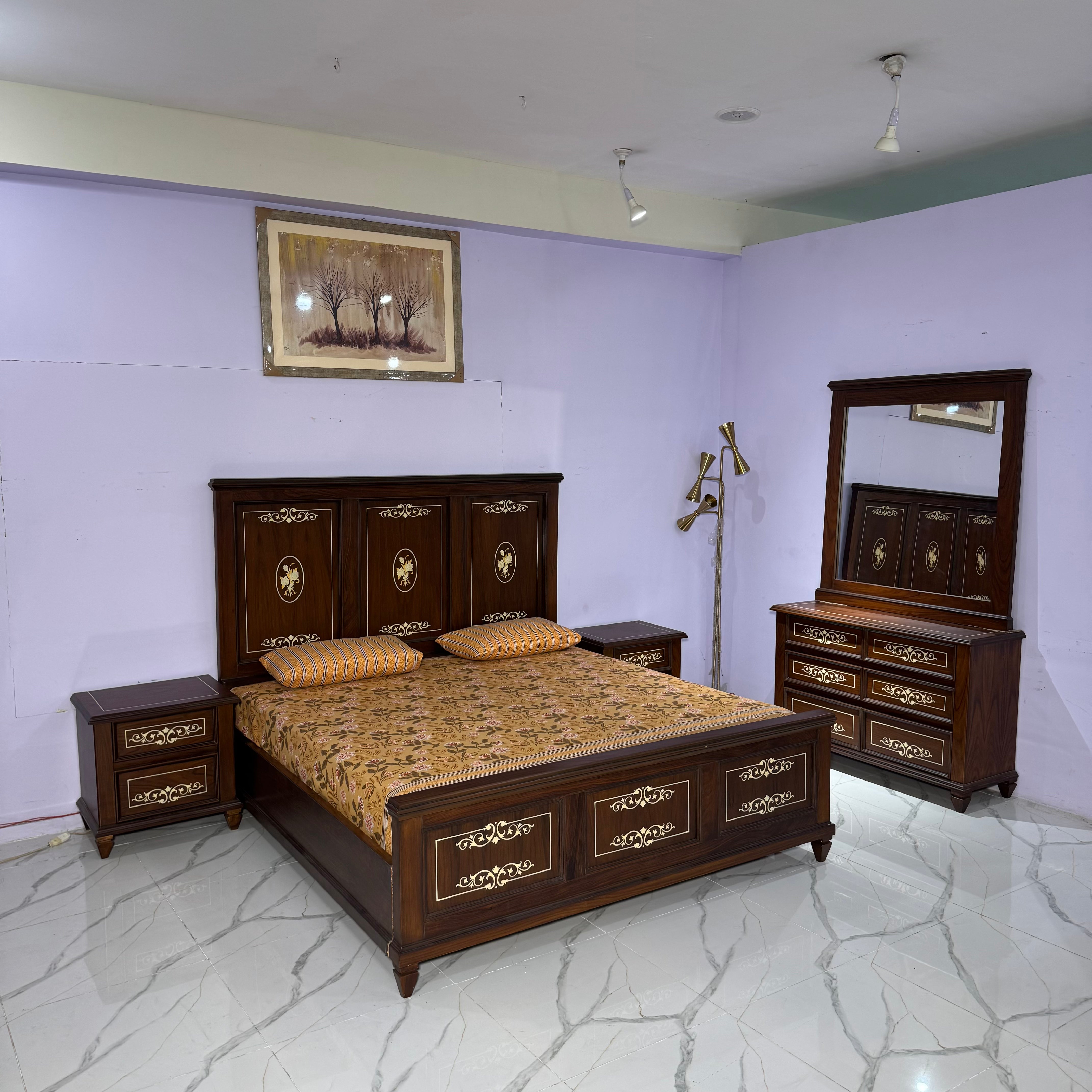 Classic Walnut Wooden Bedroom Set with Dresser -As44