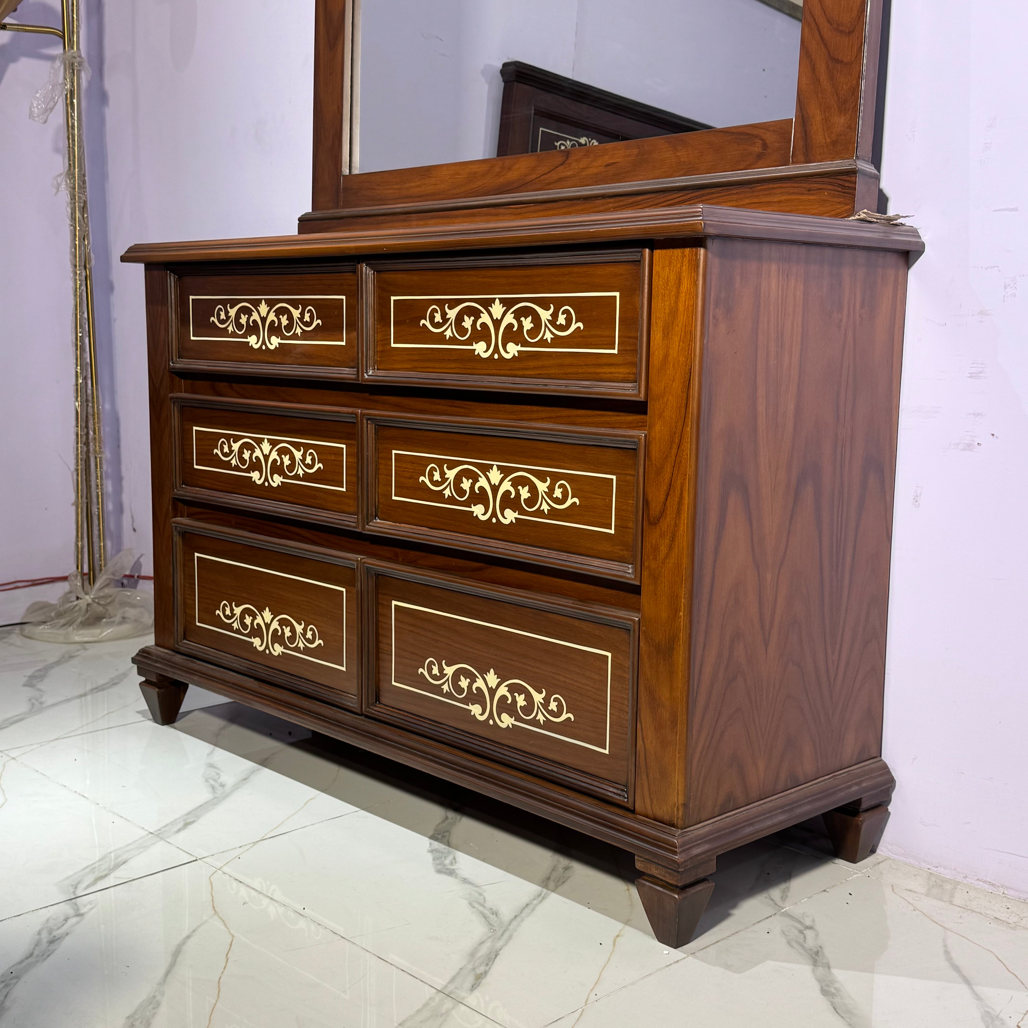Classic Walnut Wooden Bedroom Set with Dresser -As44