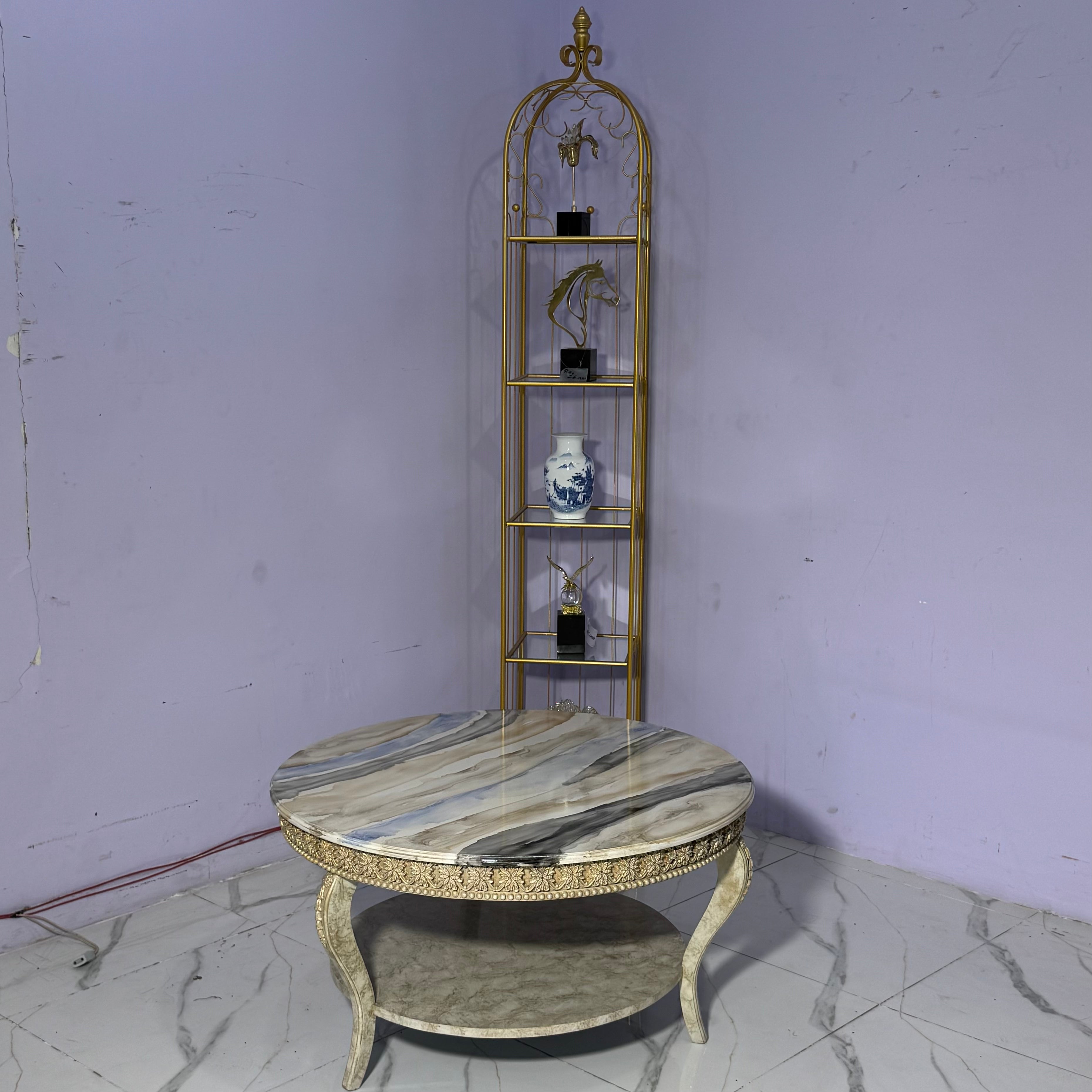 Swirl Marble & Carved  Center table - Ct01
