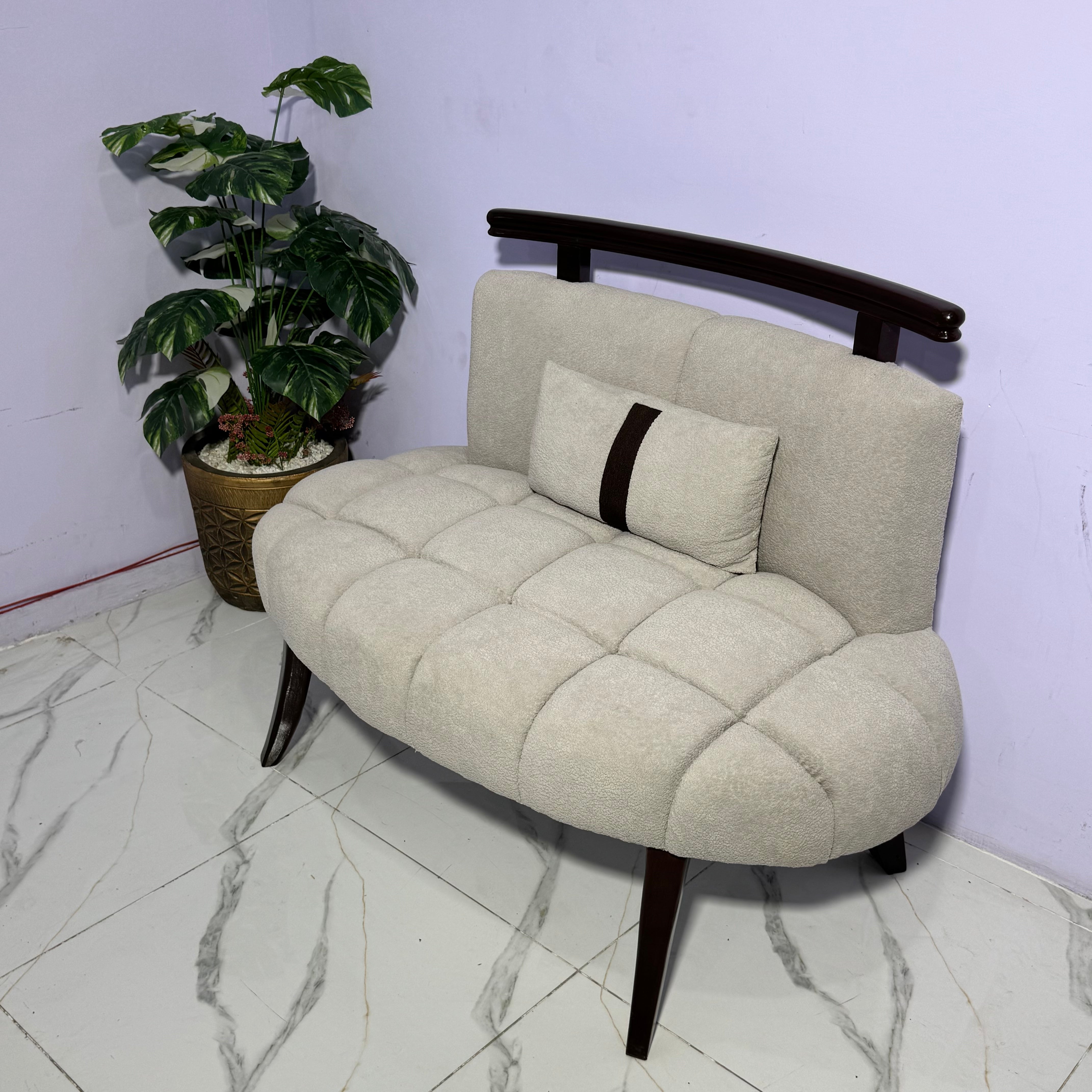 Aura Bouclé Loveseat – Sculptural 2-Seater